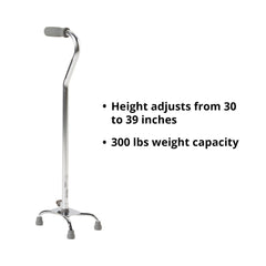 small base quad cane mckesson steel 30 to 39 inch height chrome packaging type each