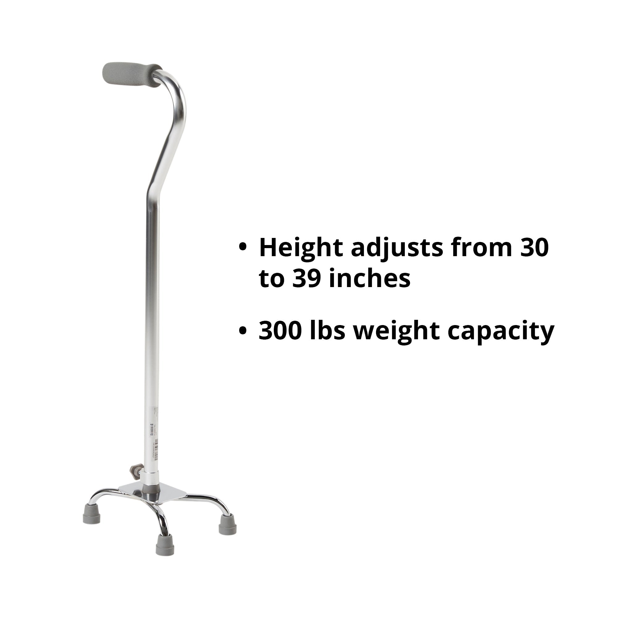 small base quad cane mckesson steel 30 to 39 inch height chrome packaging type each