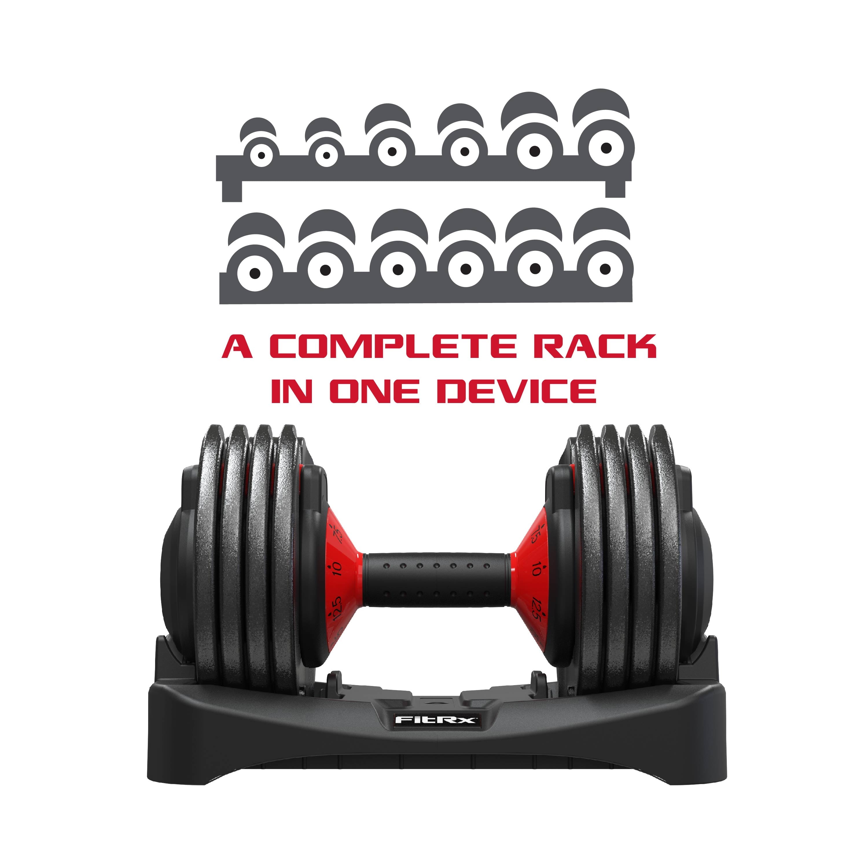 Smartbell, 25Lbs. Quick Select 9 in 1 Adjustable Dumbbell for Home Gym, 5 25Lbs. Weight in 2.5Lbs Increments