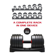 Smartbell XL, Quick Select Adjustable Dumbbell, 10 90 Lbs. Weight, Black, Single