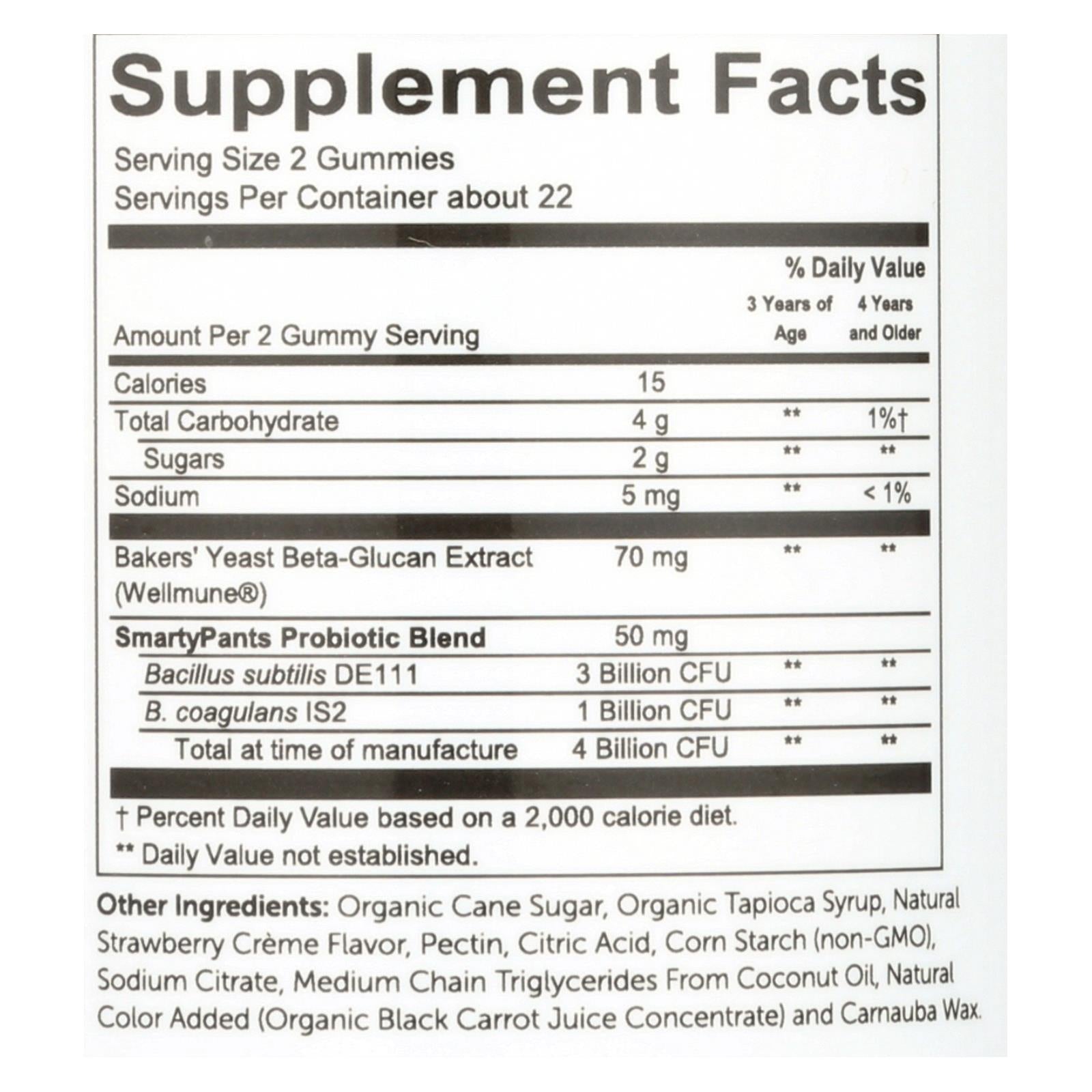 smarty pants strawberry creme kids probiotic complete dietary supplement 1 each 45 ct