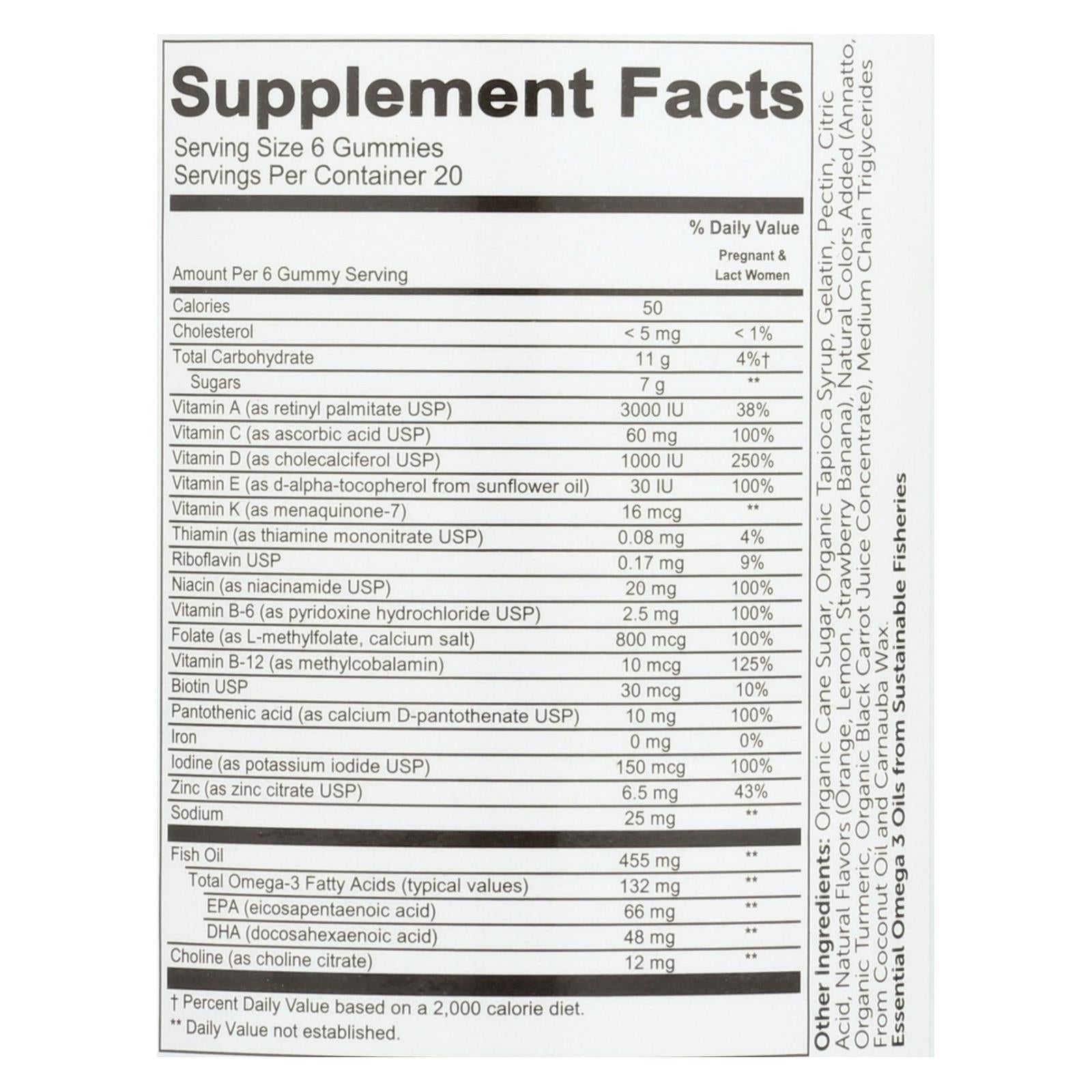 smartypants vitamins prenatal complete strawberry banana lemon orange gummies 1 each 80 ct