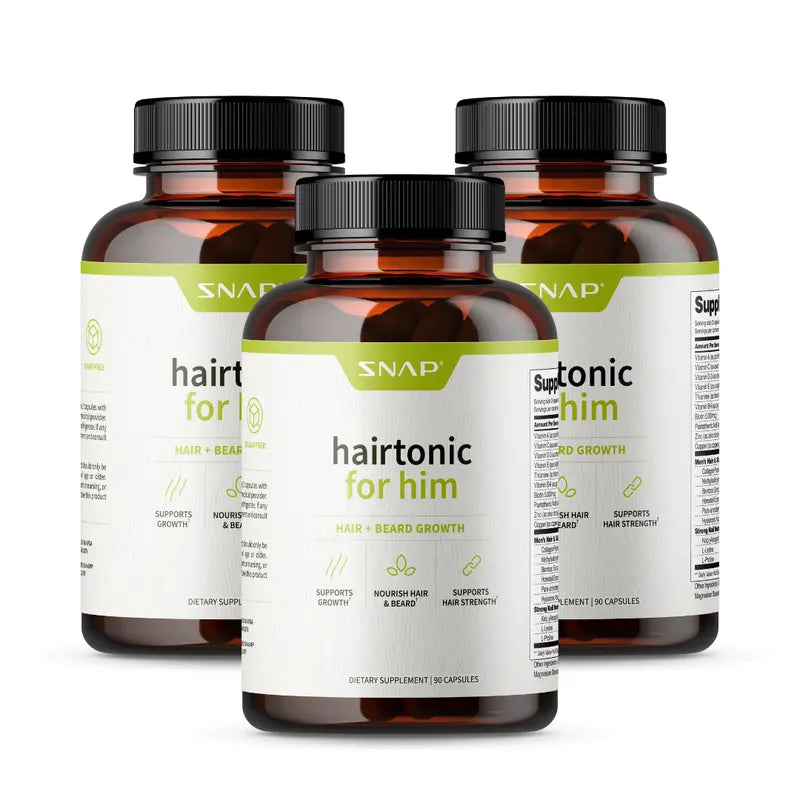 Snap Supplements   Hairtonic for Him 90Ct   30 Servings   Natural Supplement Capsules