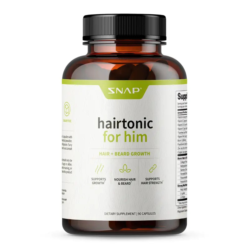 Snap Supplements   Hairtonic for Him 90Ct   30 Servings   Natural Supplement Capsules