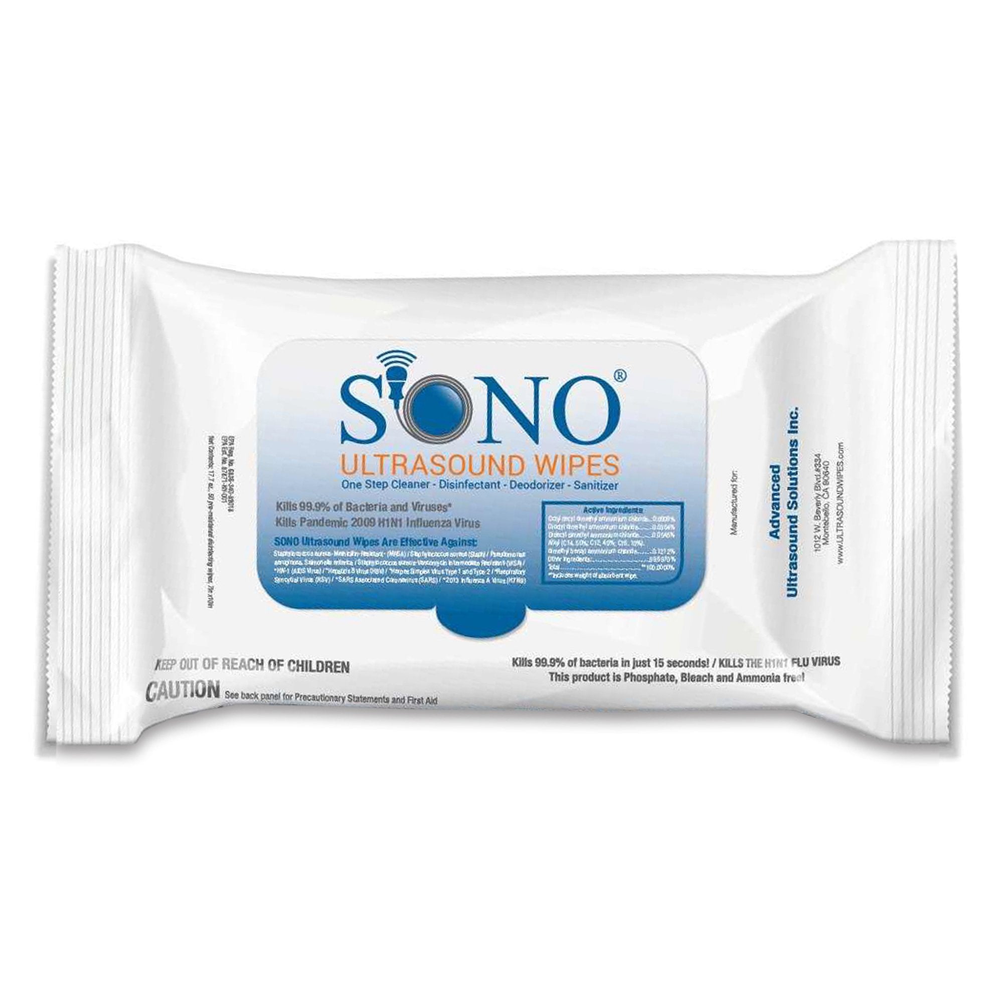 Sono Surface Disinfectant Cleaner Premoistened Manual Pull Wipe 50 Count Soft Pack Scented NonSterile