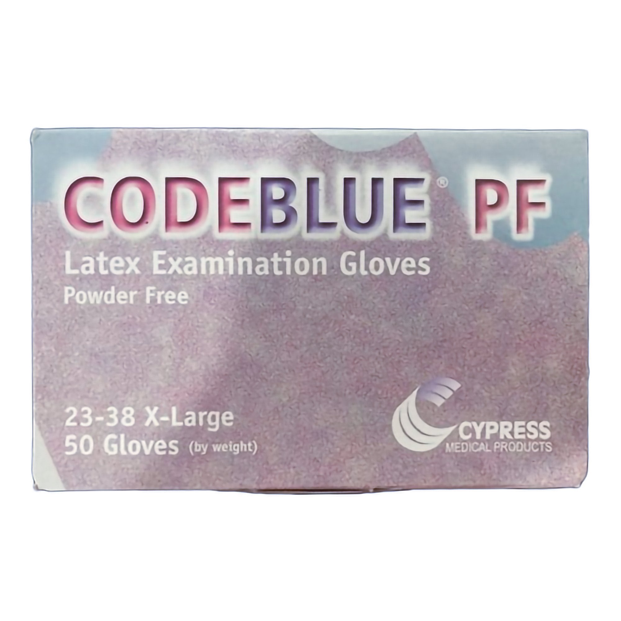Exam Glove CODEBLUE PF X Large NonSterile Latex Extended Cuff Length Fully Textured Blue Not Rated