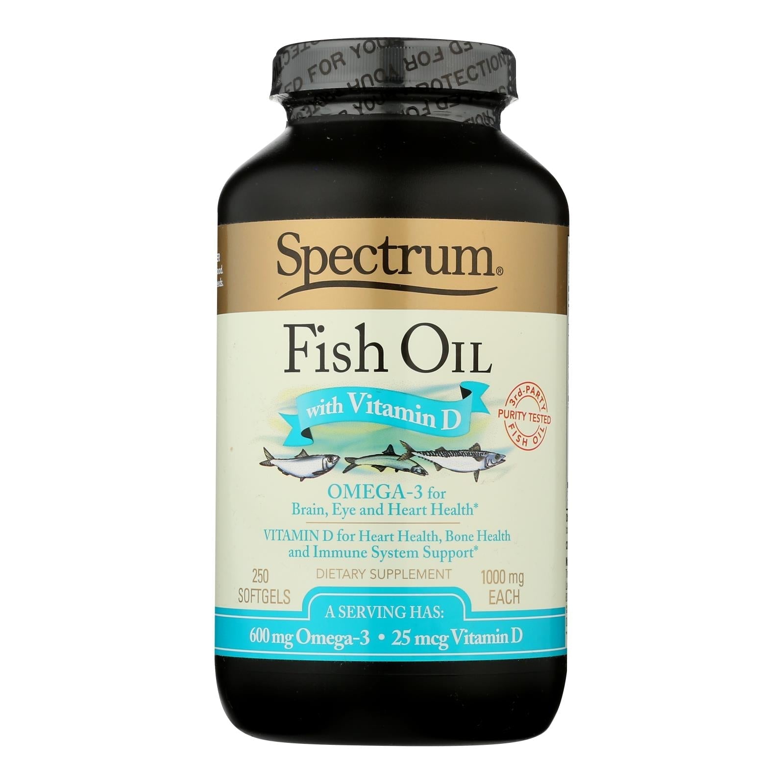 spectrum essentials omega 3 fish oil with vitamin d dietary supplement 1 each 250 sgel