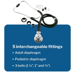 sprague stethoscope mckesson black 2 tube 16 inch tube double sided chestpiece packaging type each