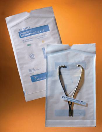 Sterilization Pouch Ethylene Oxide (EO) Gas / Steam 3 1/2 X 8 Inch Transparent / White Self Seal Paper / Film