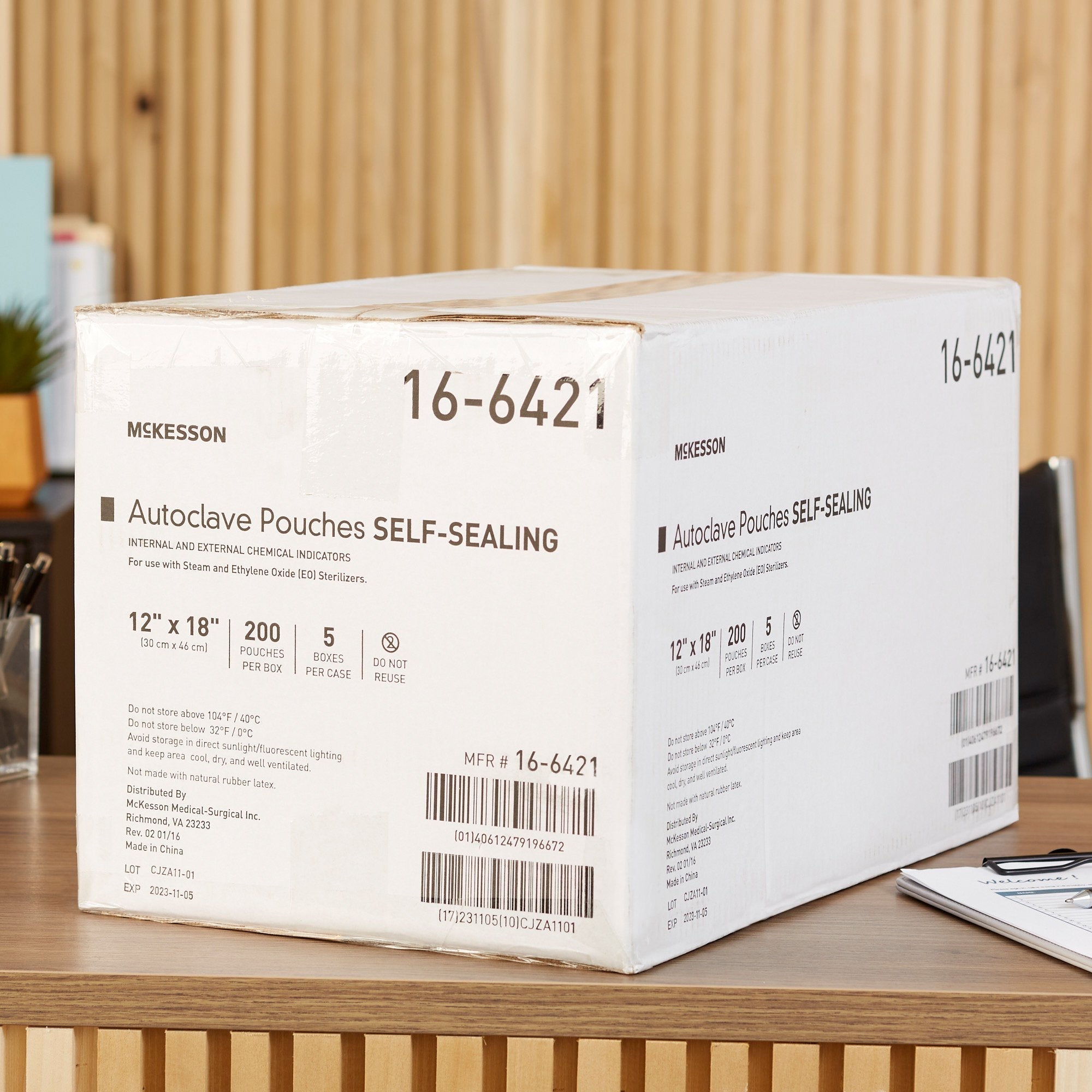 sterilization pouch mckesson ethylene oxide eo gas steam 12 x 18 inch transparent blue white self seal paper film packaging type box