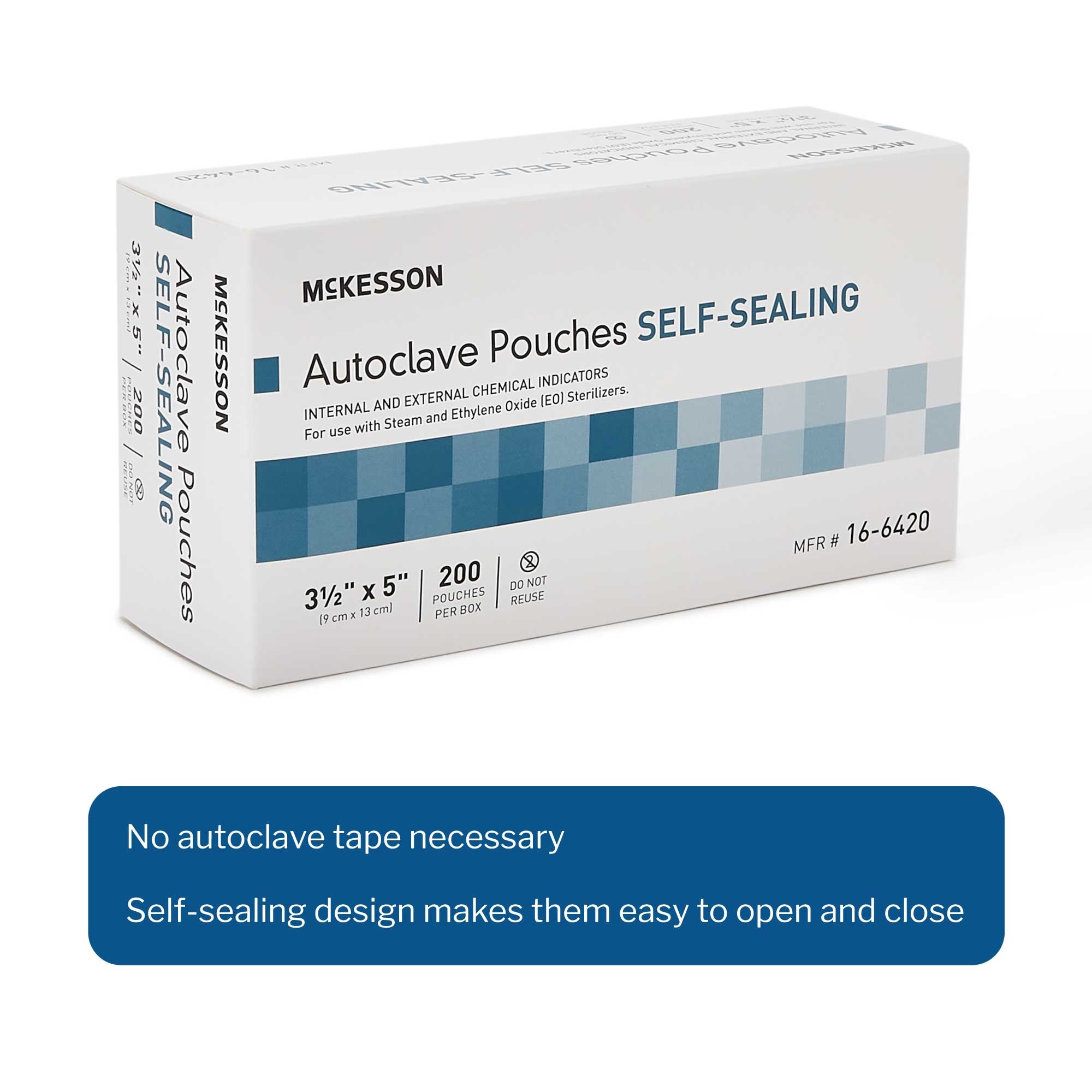 sterilization pouch mckesson ethylene oxide eo gas steam 3 1 2 x 5 inch transparent blue white self seal paper film packaging type box