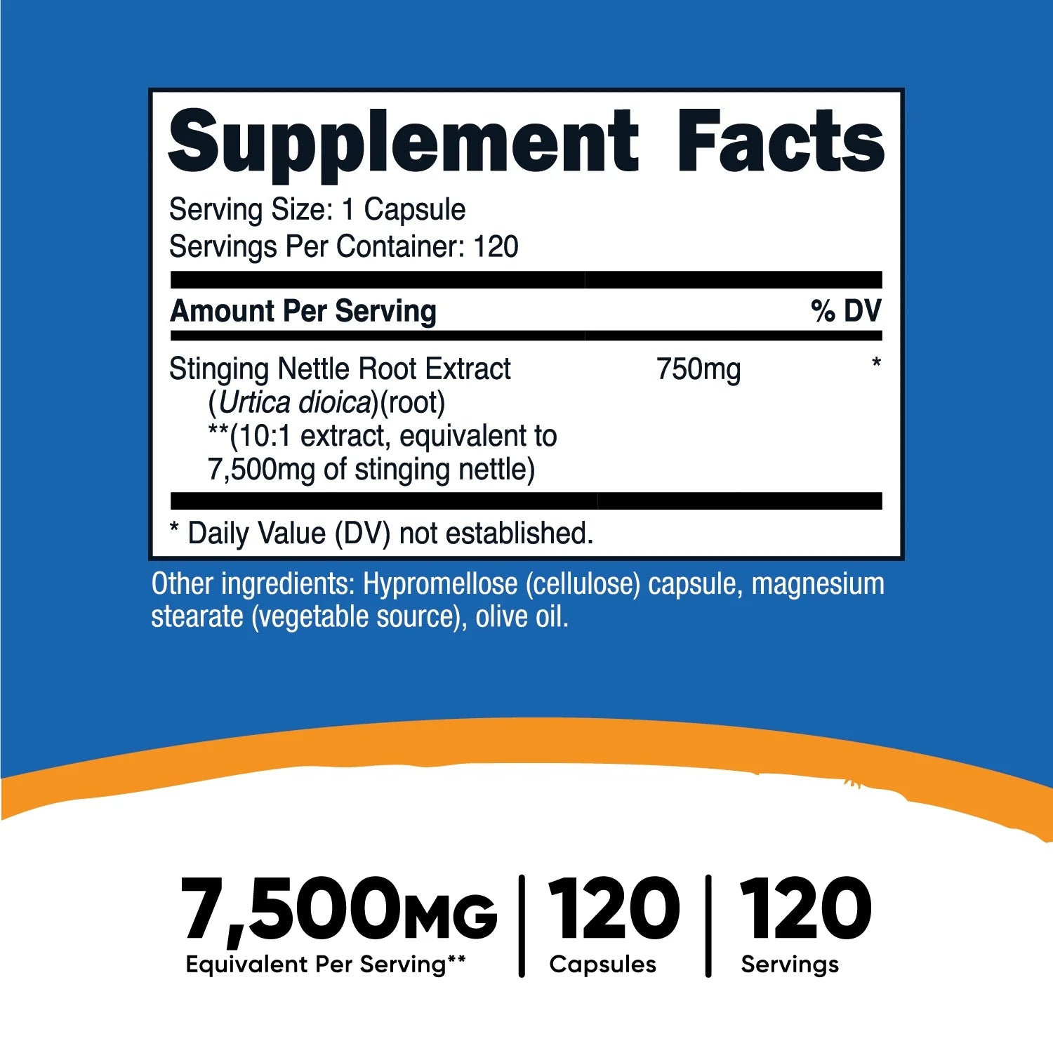 Stinging Nettle Root Extract 7500Mg, 120 Capsules Vegetarian Friendly Supplement