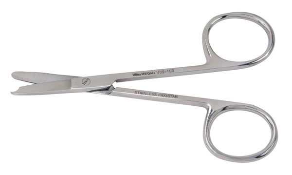 Stitch Scissors Vantage Spencer 3-1/2 Inch Length Office Grade Stainless Steel Finger Ring Handle Straight Blunt Tip / Blunt Tip