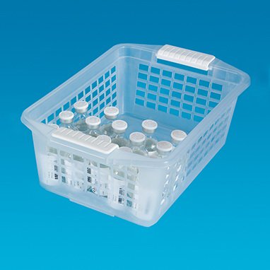 Storage Basket Flip and Stack Semi Clear Plastic 4 1/2 X 8 X 12 1/4 Inch