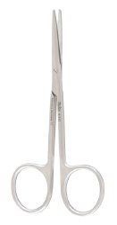 Strabismus Scissors Miltex 4 Inch Length OR Grade German Stainless Steel NonSterile Finger Ring Handle Straight Blunt Tip / Blunt Tip