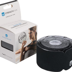 StrengthTape Kinesiology Tape, 5M, Black 5M Precut Roll