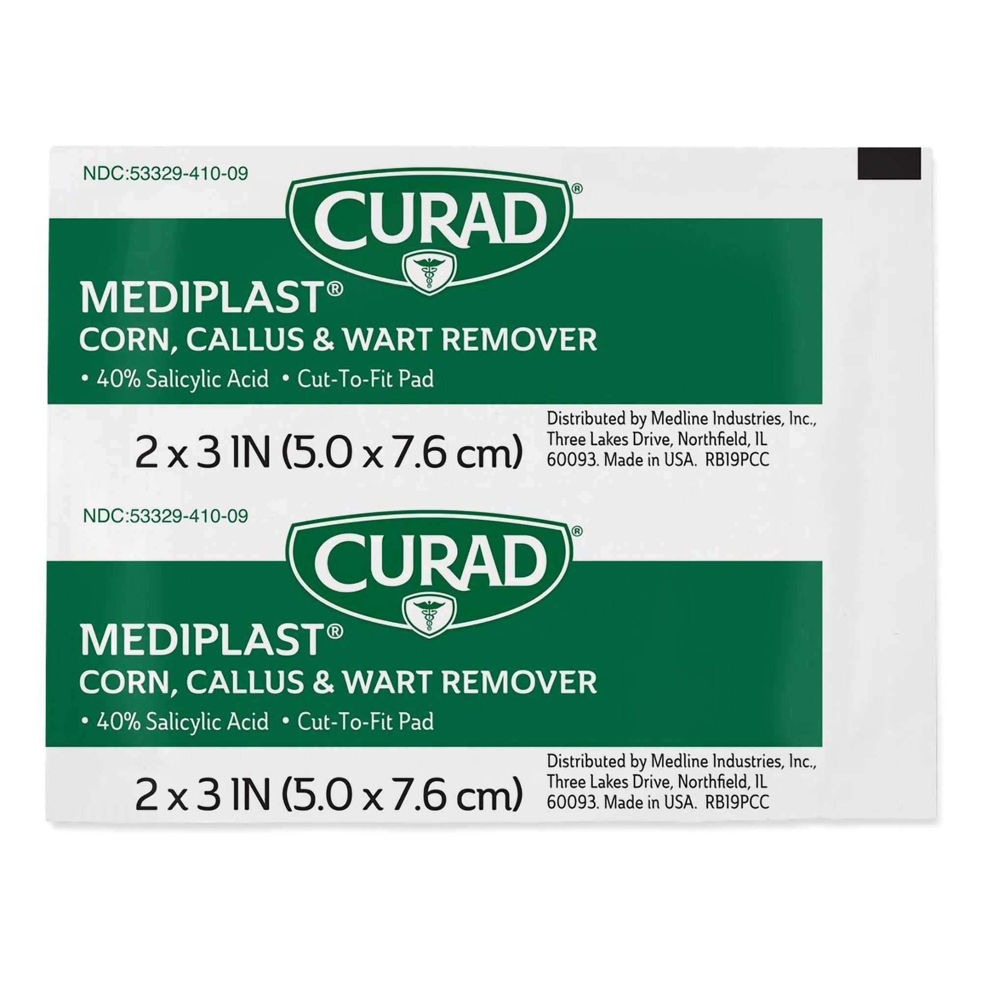 Corn / Callus / Wart Remover Curad MediPlast 40% Strength Medicated Pad 25 per Box