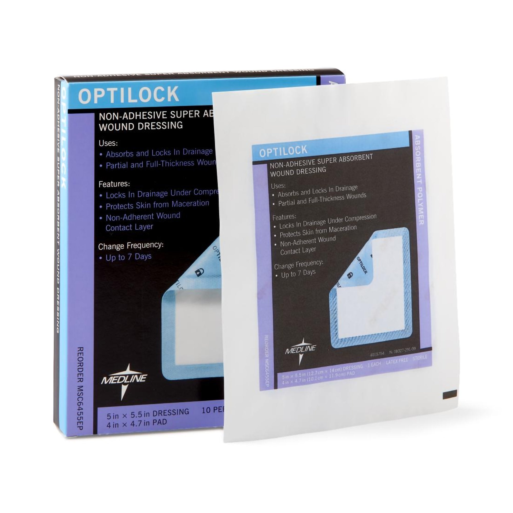 Super Absorbent Dressing OptiLock 5 X 5 1/2 Inch Rectangle