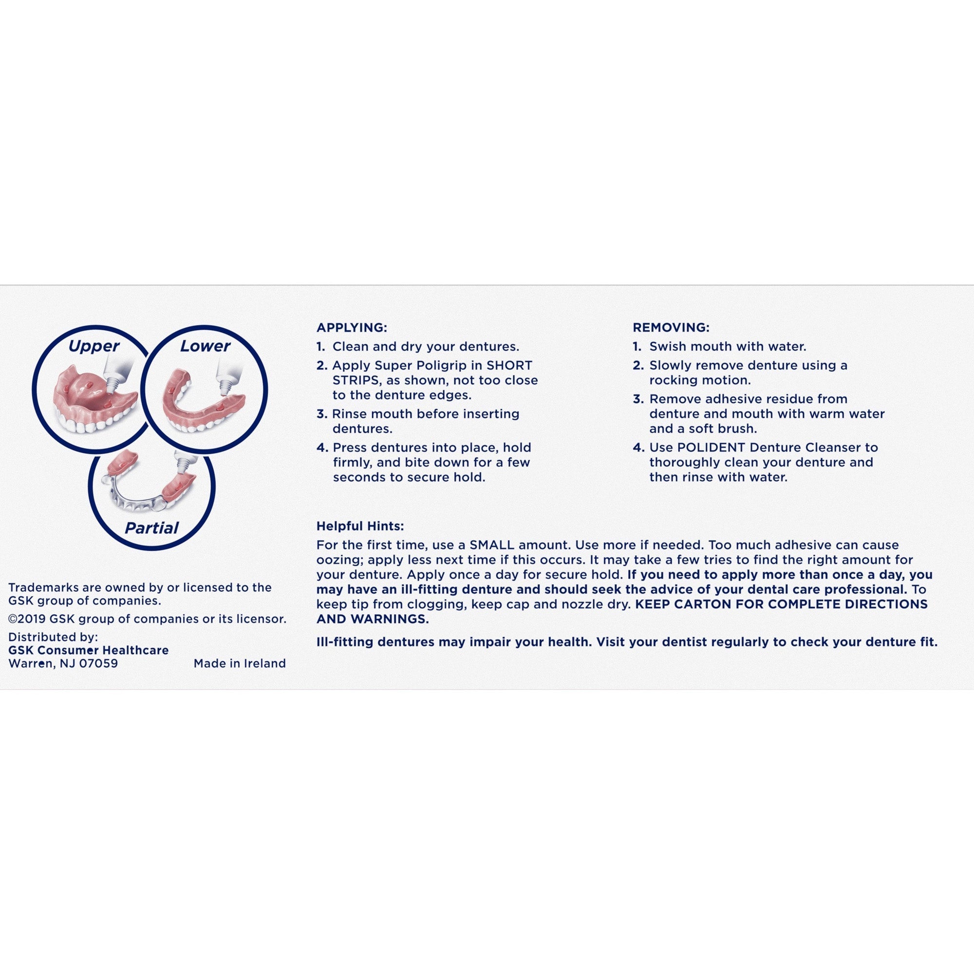 super poligrip original denture adhesive cream 2 4 oz tube super poligrip original denture adhesive mk341486ea