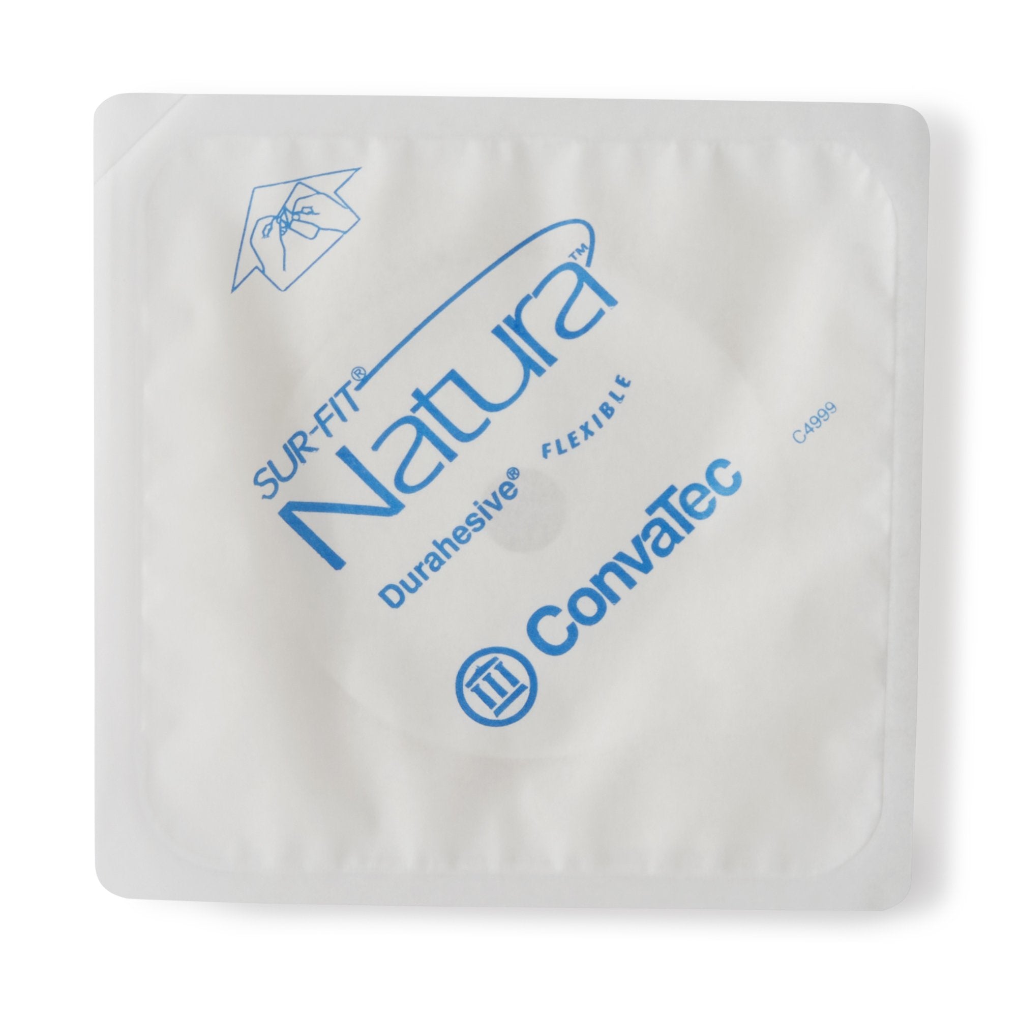 Ostomy Barrier Sur Fit Natura Trim to Fit, Extended Wear Durahesive Adhesive 45 mm Flange Hydrocolloid 1 to 1 1/4 Inch Opening 4 X 4 Inch