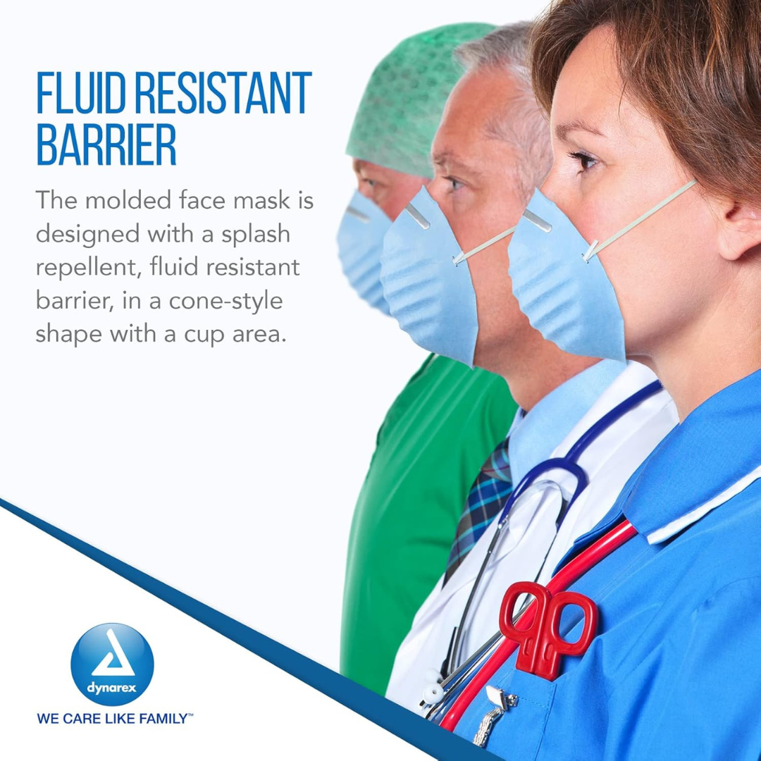 surgical cone shaped face mask bx 50 blue