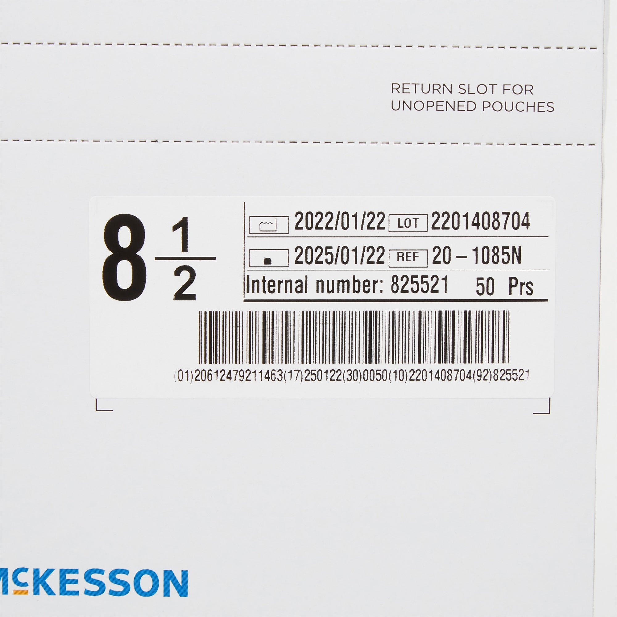 surgical glove mckesson perry size 8 5 sterile latex standard cuff length smooth cream not chemo approved packaging type pair