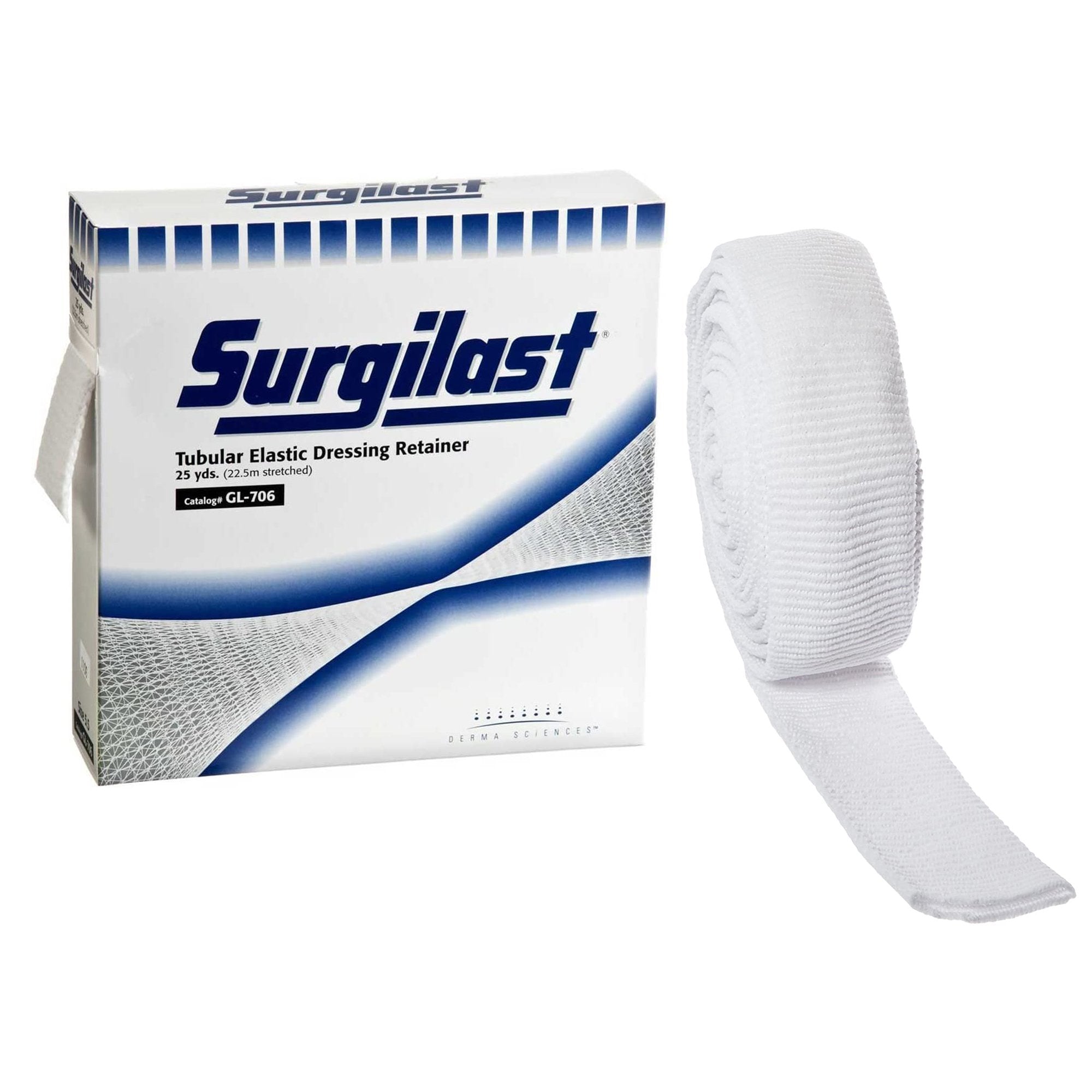 Elastic Net Retainer Dressing Surgilast Tubular Elastic 25 Yard Size 5 1/2 White Medium Head / Shoulder / Thigh NonSterile