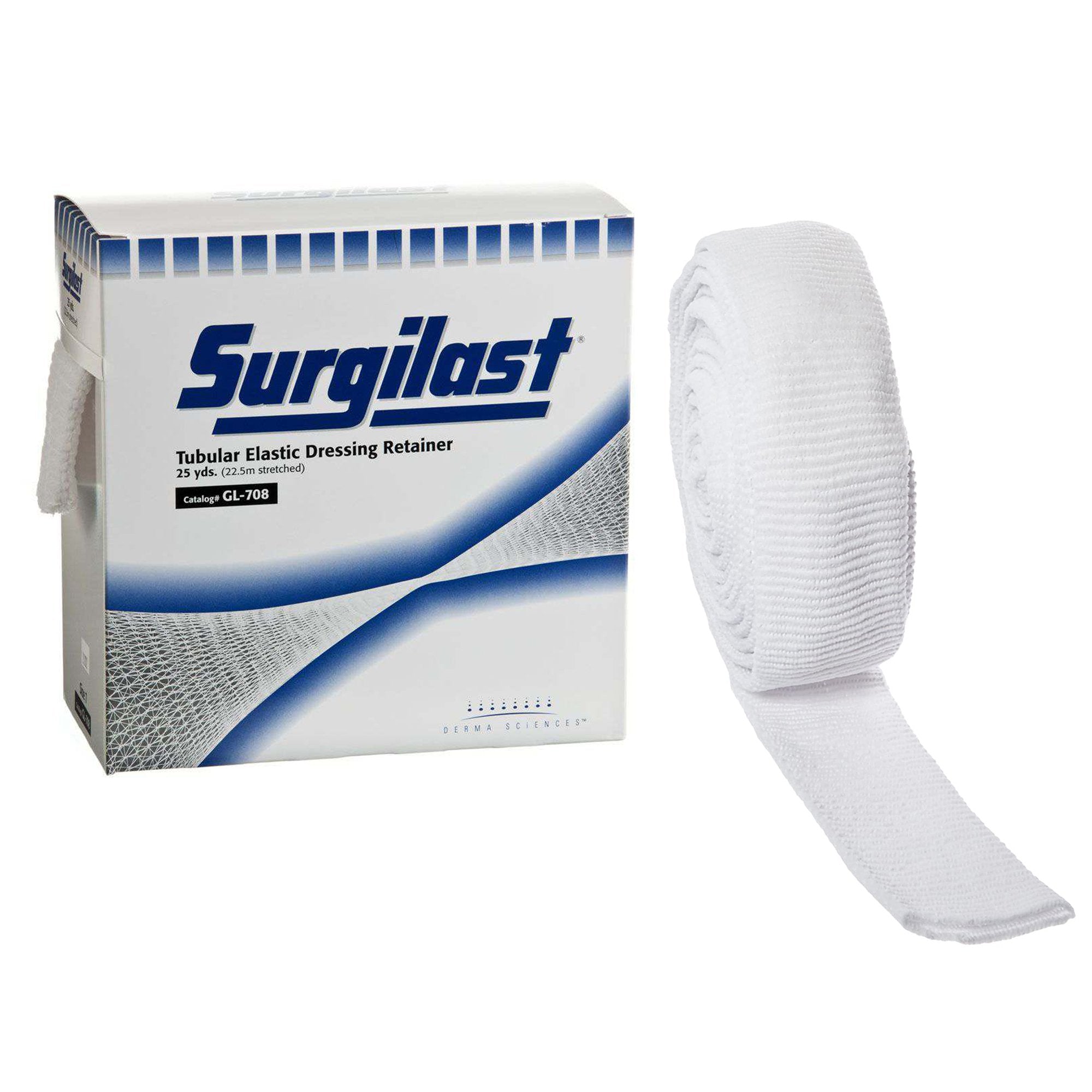 Elastic Net Retainer Dressing Surgilast Tubular Elastic 25 Yard Size 7 White Small Chest / Back / Perineum / Axilla NonSterile
