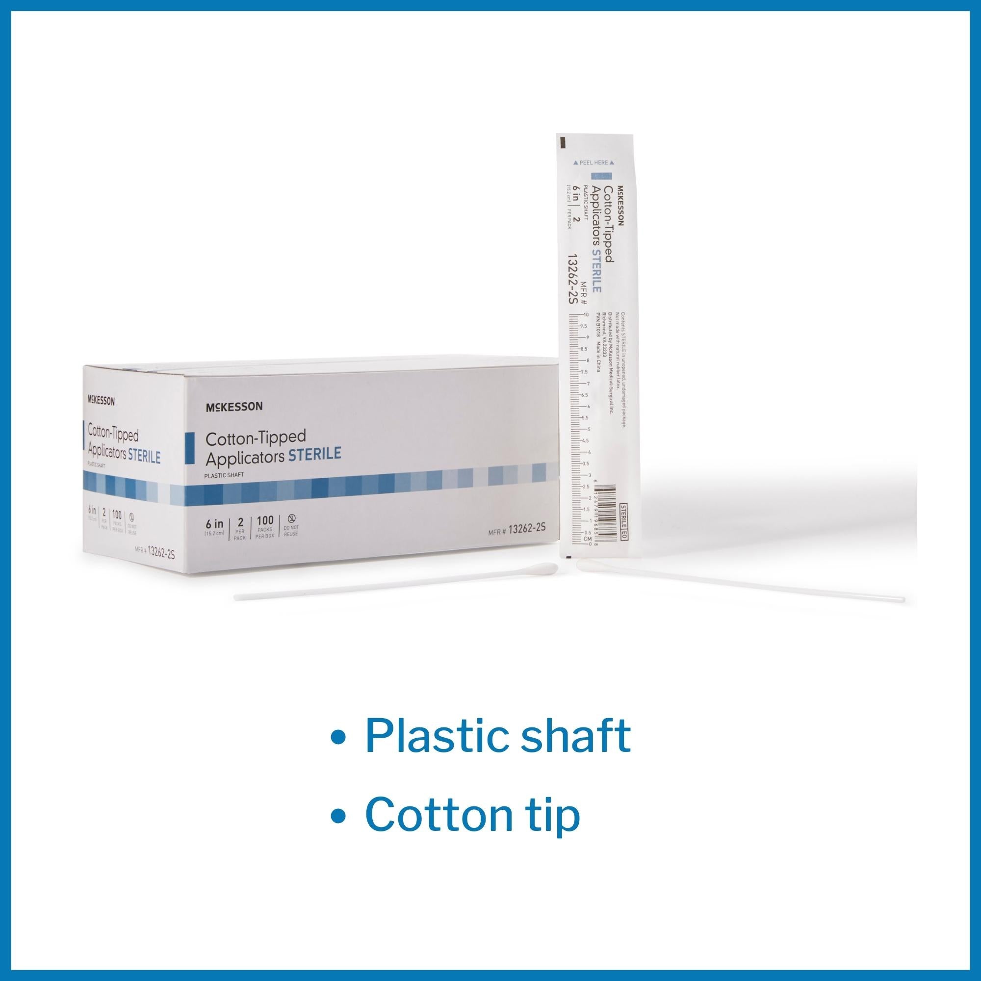 swabstick mckesson cotton tip plastic shaft 6 inch sterile 2 per pack packaging type box