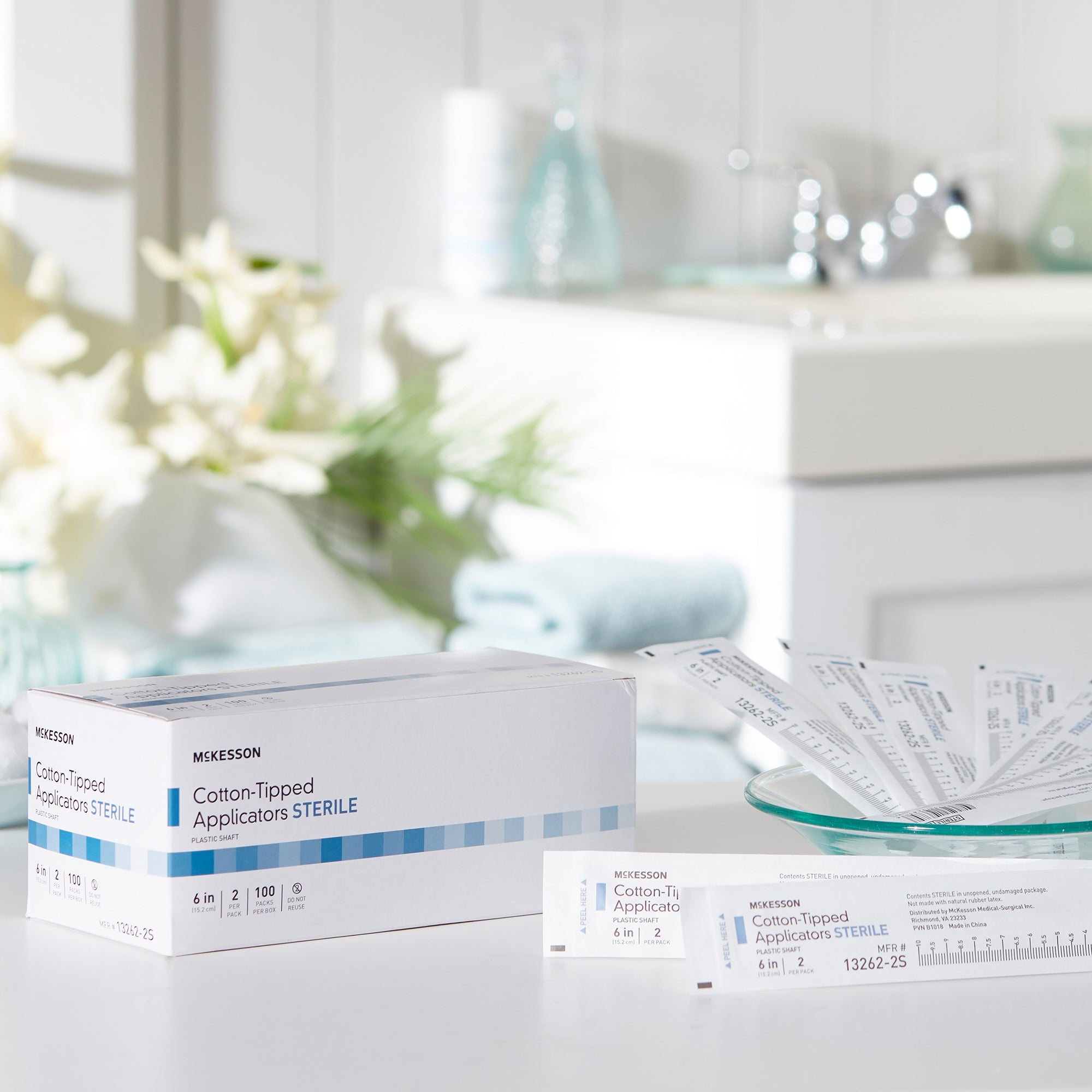 swabstick mckesson cotton tip plastic shaft 6 inch sterile 2 per pack packaging type box