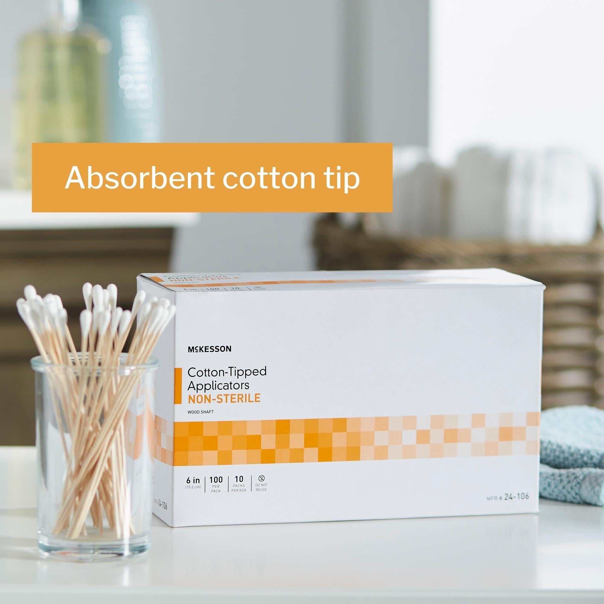 swabstick mckesson cotton tip wood shaft 6 inch nonsterile 100 per pack packaging type box