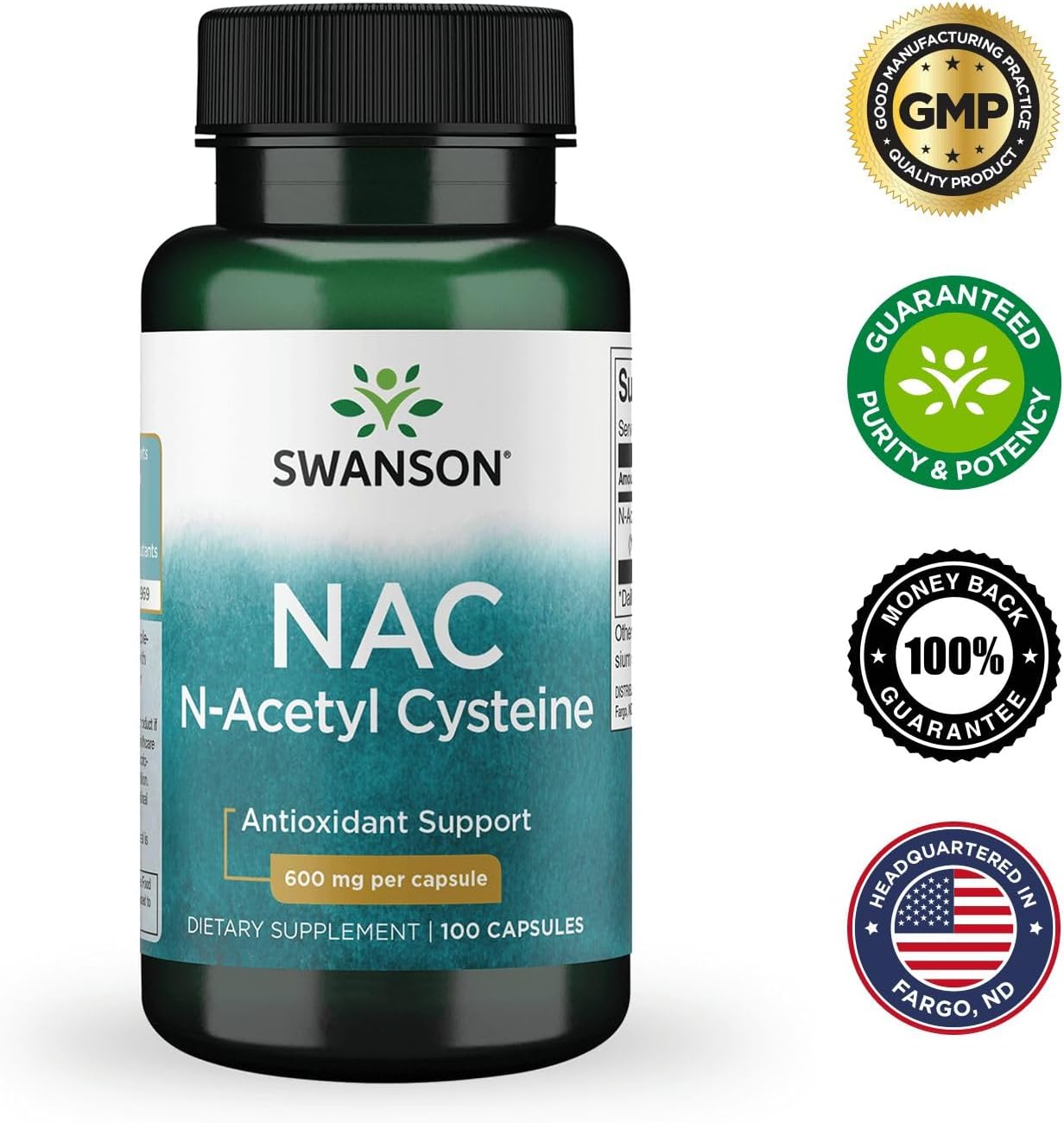 swanson nac n acetyl l cysteine featuring 600 mg 60 veg caps 4 pack