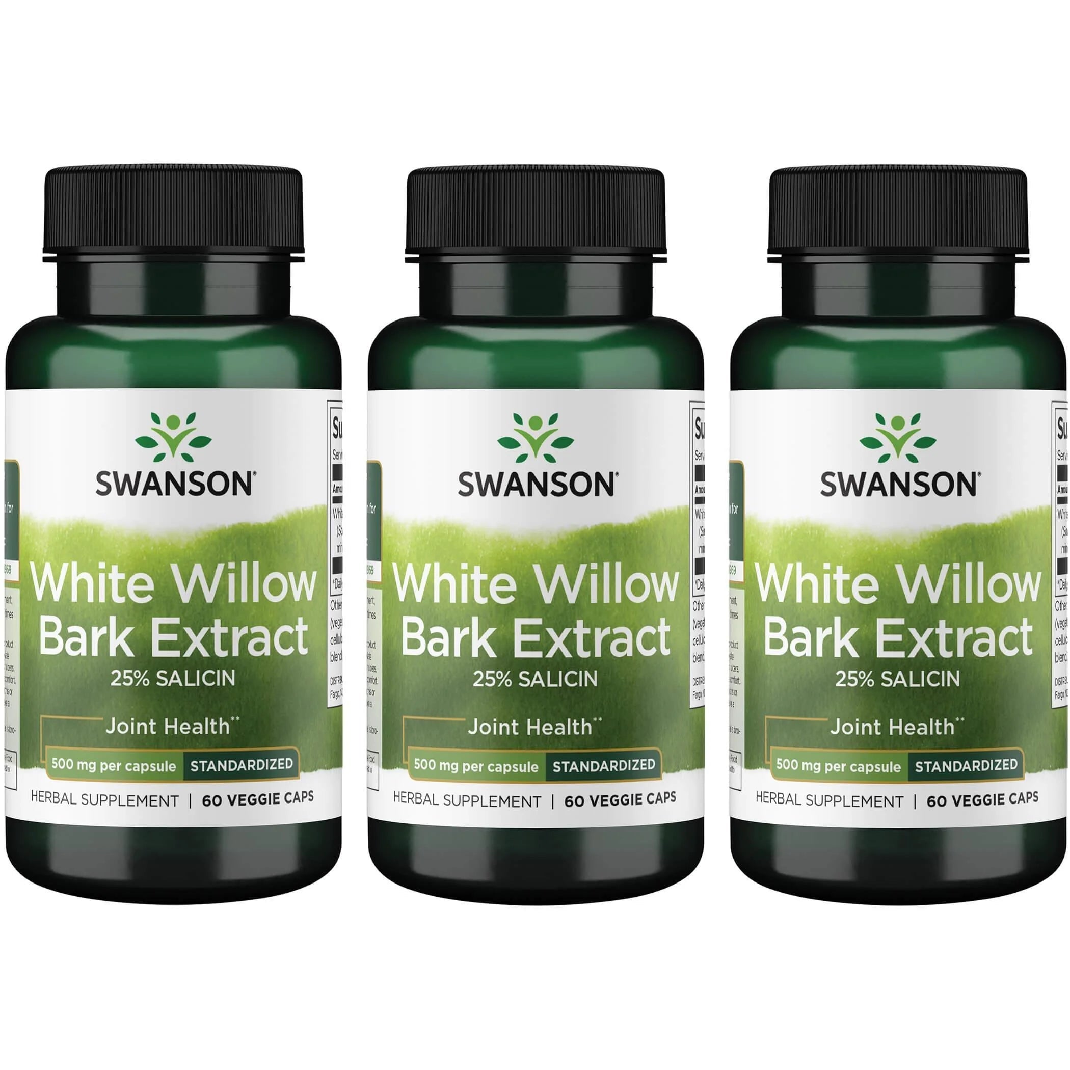 Swanson White Willow Bark Extract 25% Salicin Standardized 3 Pack