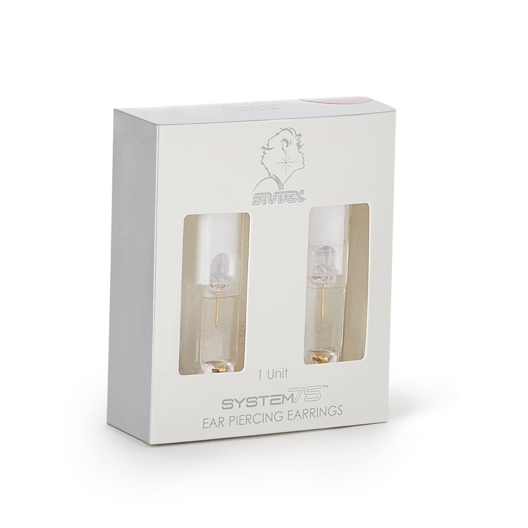 Ear Piercing Stud System 75 24K Gold Plated Stainless Steel Crystal April Birthstone Daisy Mount