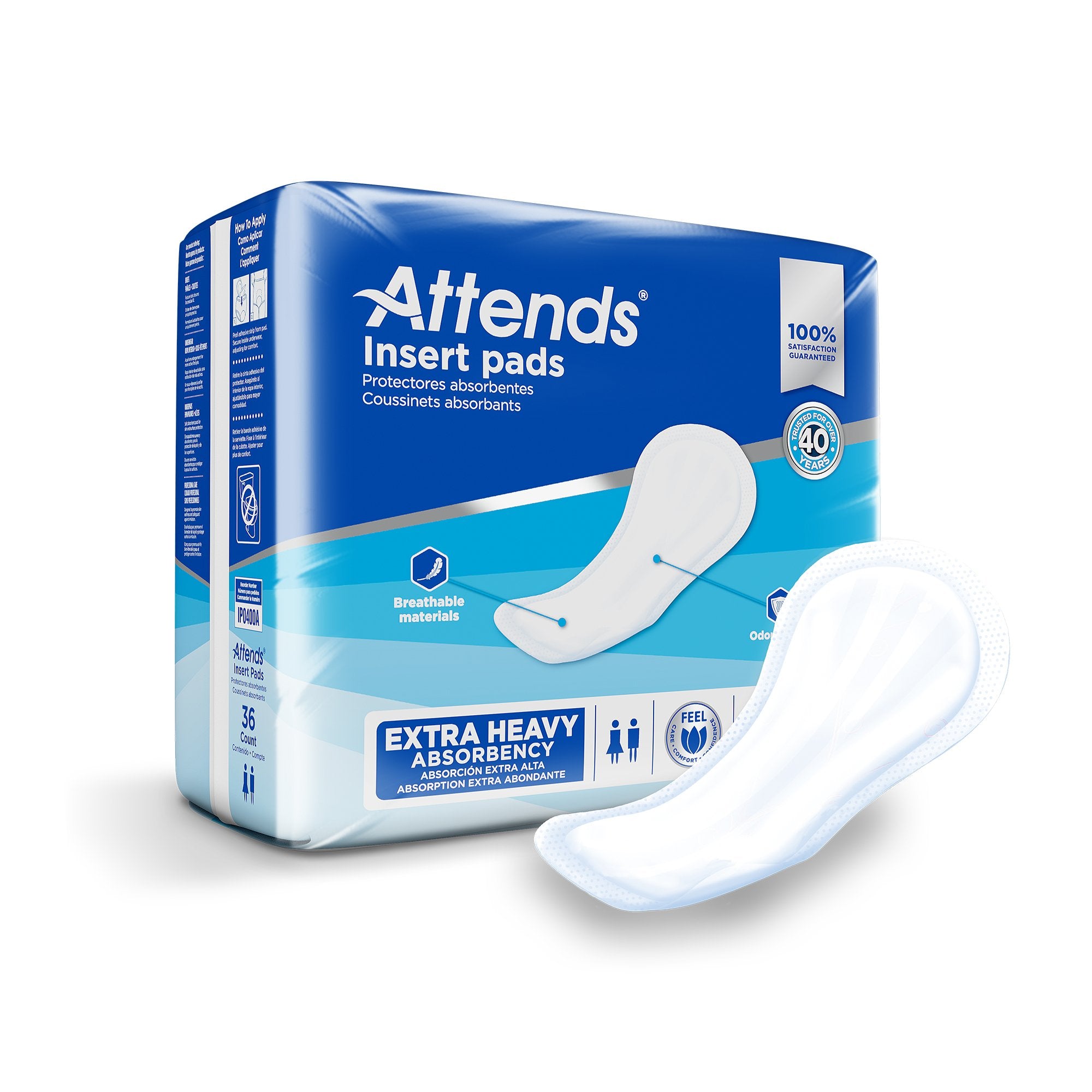 Incontinence Liner Attends Insert Pad 16-1/2 Inch Length Heavy Absorbency Polymer Core One Size Fits Most