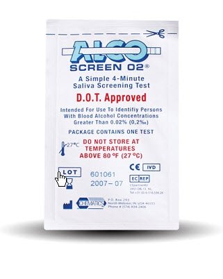 Drugs of Abuse Test Kit Alco-Screen 02 Alcohol Screen 24 Tests CLIA Waived