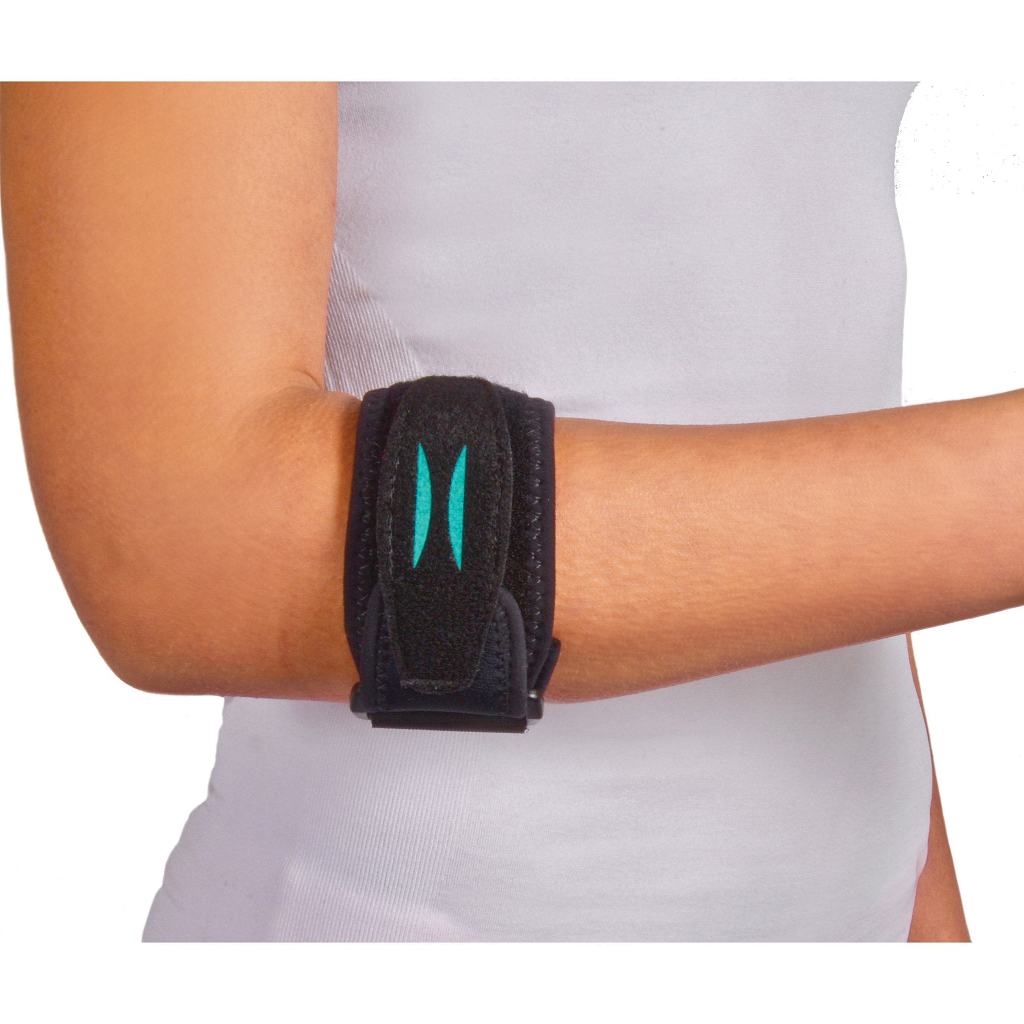 Elbow Support Strap Matt StrapII One Size Fits Most Hook and Loop with D Ring Tennis / Golf Left or Right Elbow 7 to 20 Inch Forearm Circumference Black