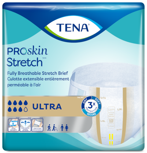 Unisex Adult Incontinence Brief TENA ProSkin Stretch Ultra 2X-Large Disposable Heavy Absorbency, Packaging Type- Case