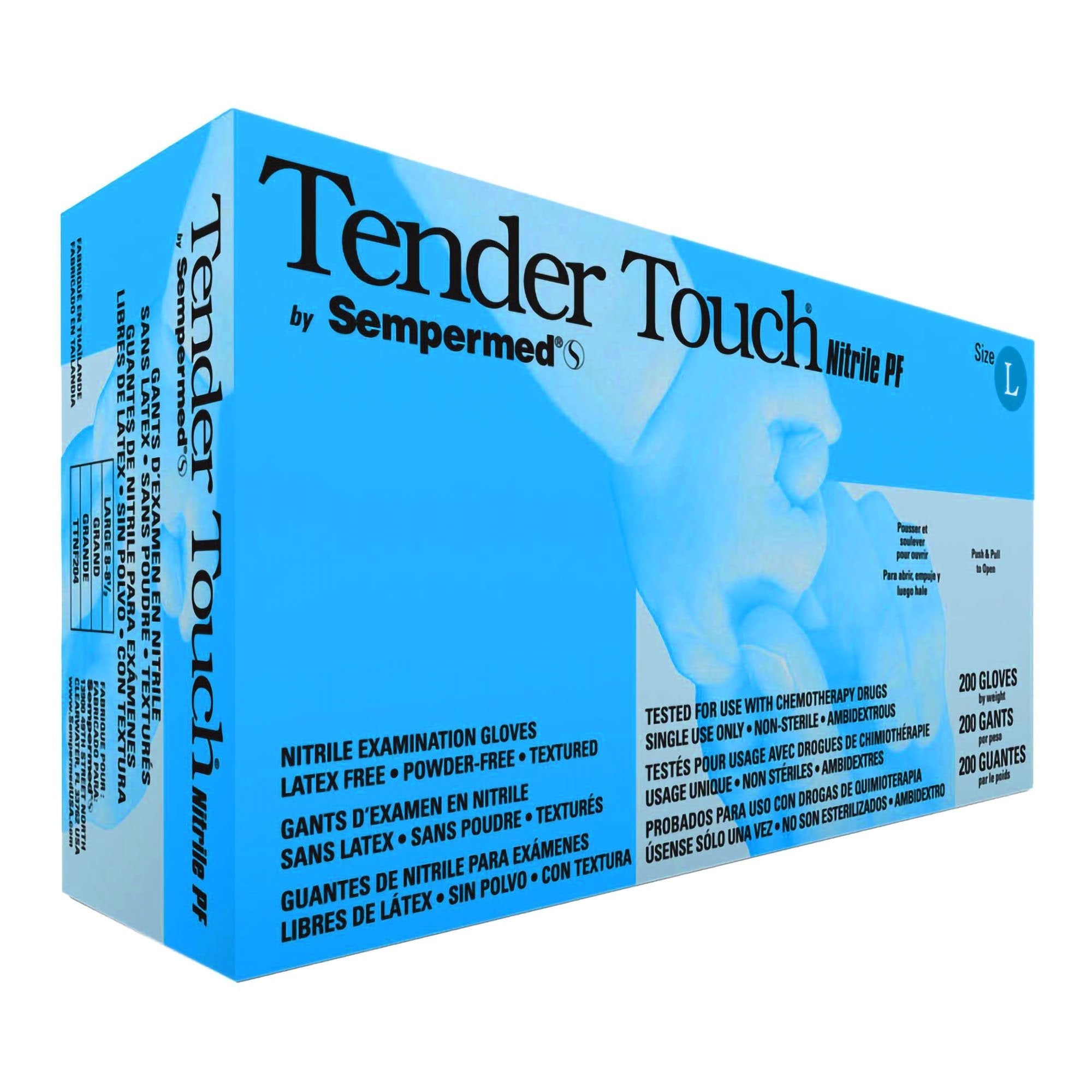 Exam Glove Tender Touch 200 Large NonSterile Nitrile Standard Cuff Length Textured Fingertips Lavender Chemo Tested / Fentanyl Tested