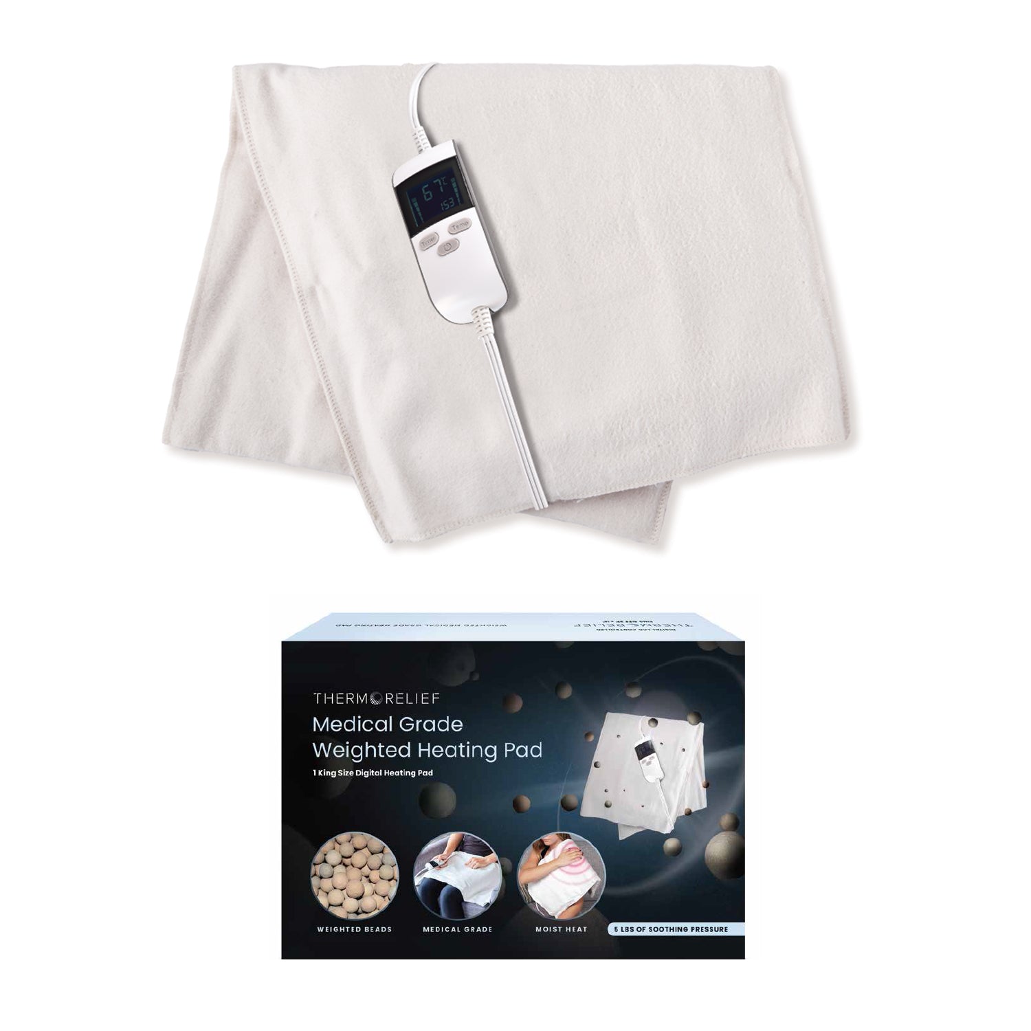 thermorelief king lcd weighted digital heating pad 26 x14