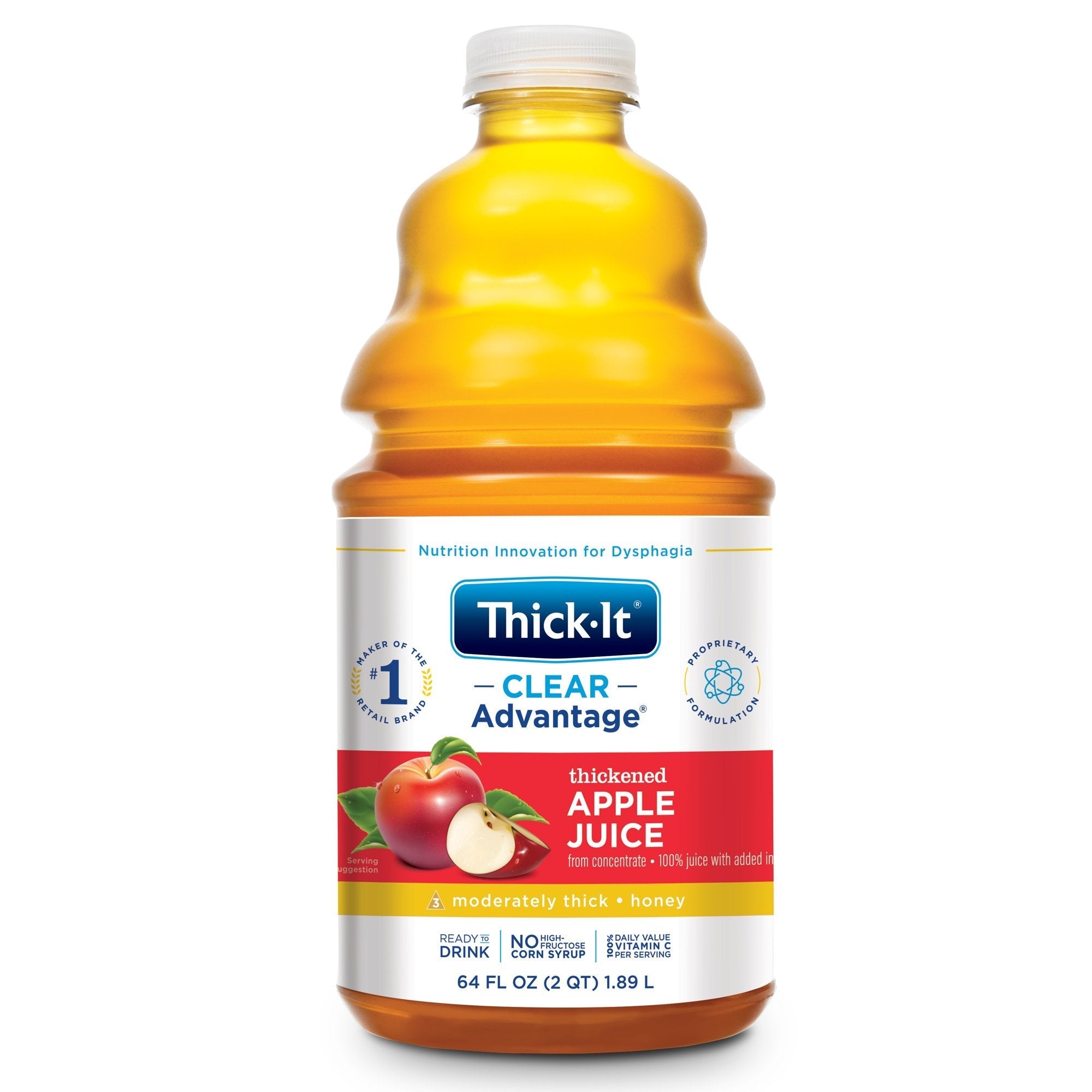 Thickened Beverage Thick It Clear Advantage 64 oz. Bottle Apple Flavor Liquid IDDSI Level 3 Moderately Thick/Liquidized