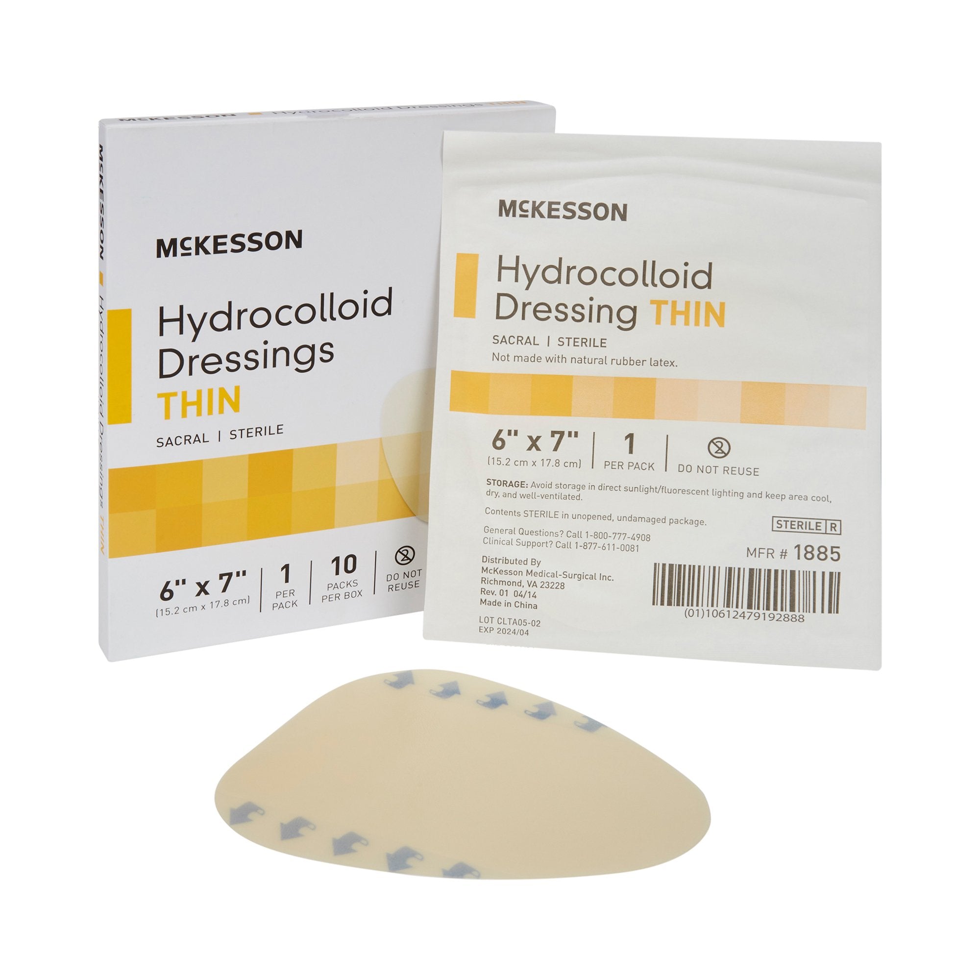 Thin Hydrocolloid Dressing McKesson Film Backing 6 X 7 Inch Sacral Hydrocolloid