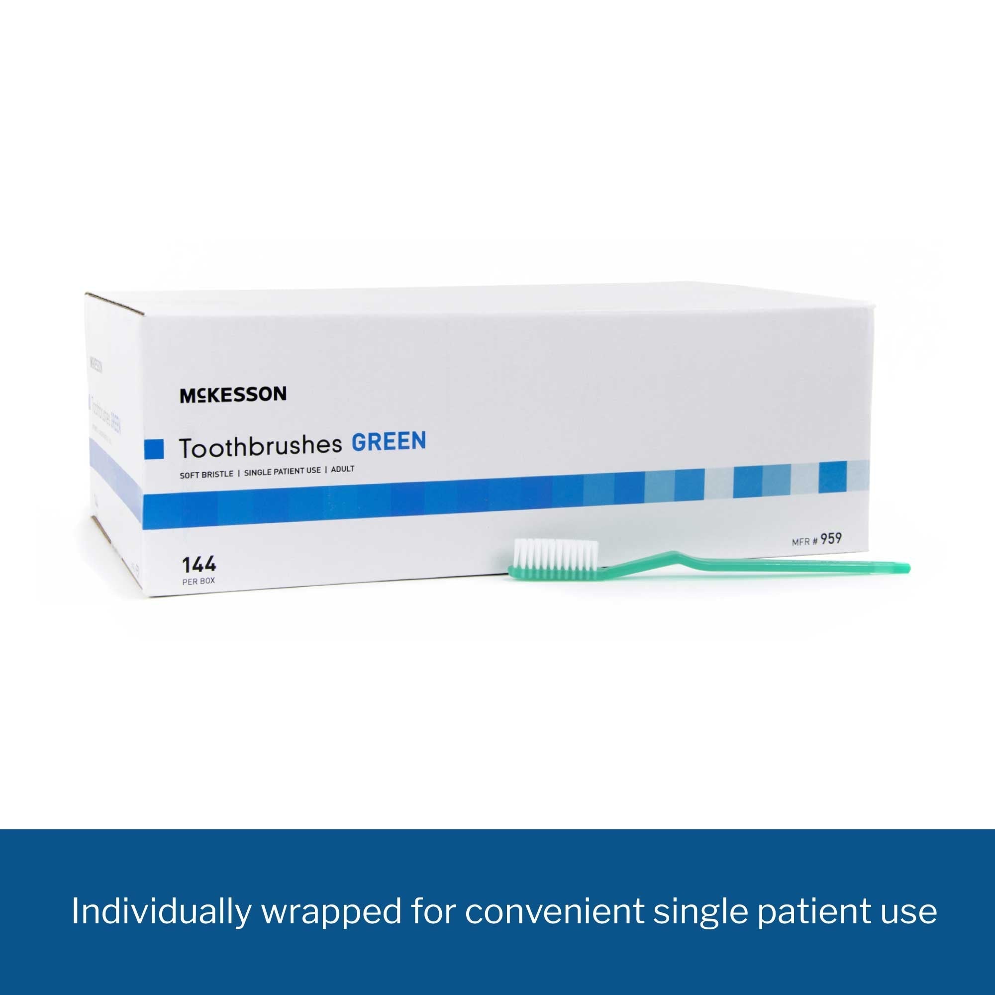 toothbrush mckesson green adult soft packaging type box