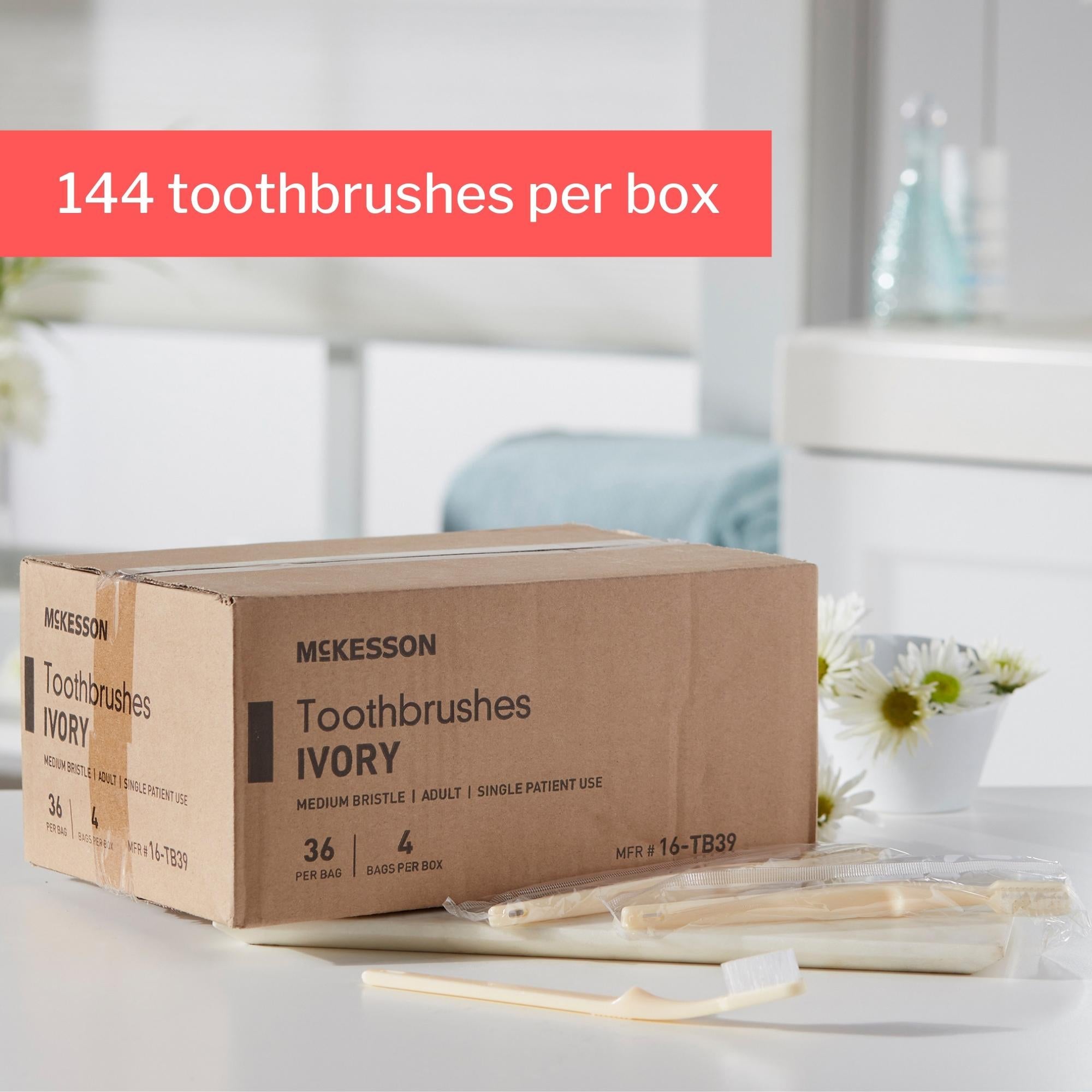 toothbrush mckesson ivory adult medium packaging type box