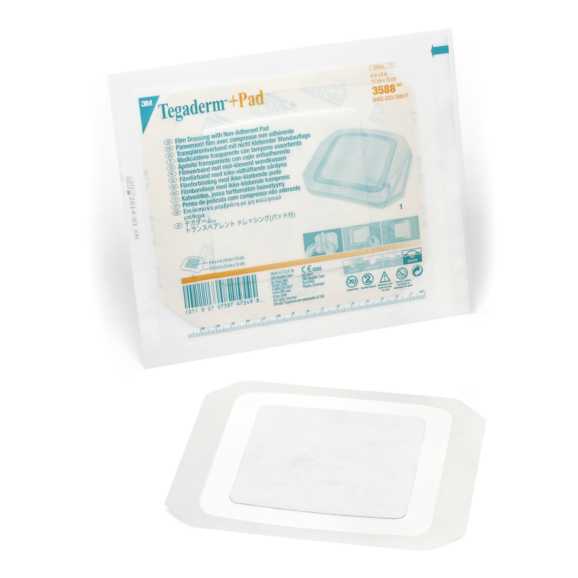 Transparent Film Dressing with Pad 3M Tegaderm +Pad 6 X 6 Inch Frame Style Delivery Square Sterile