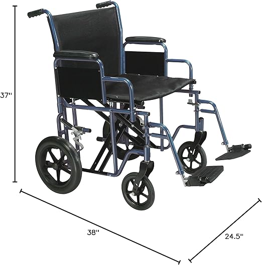 transport wheelchair bariatric 20 wide blue