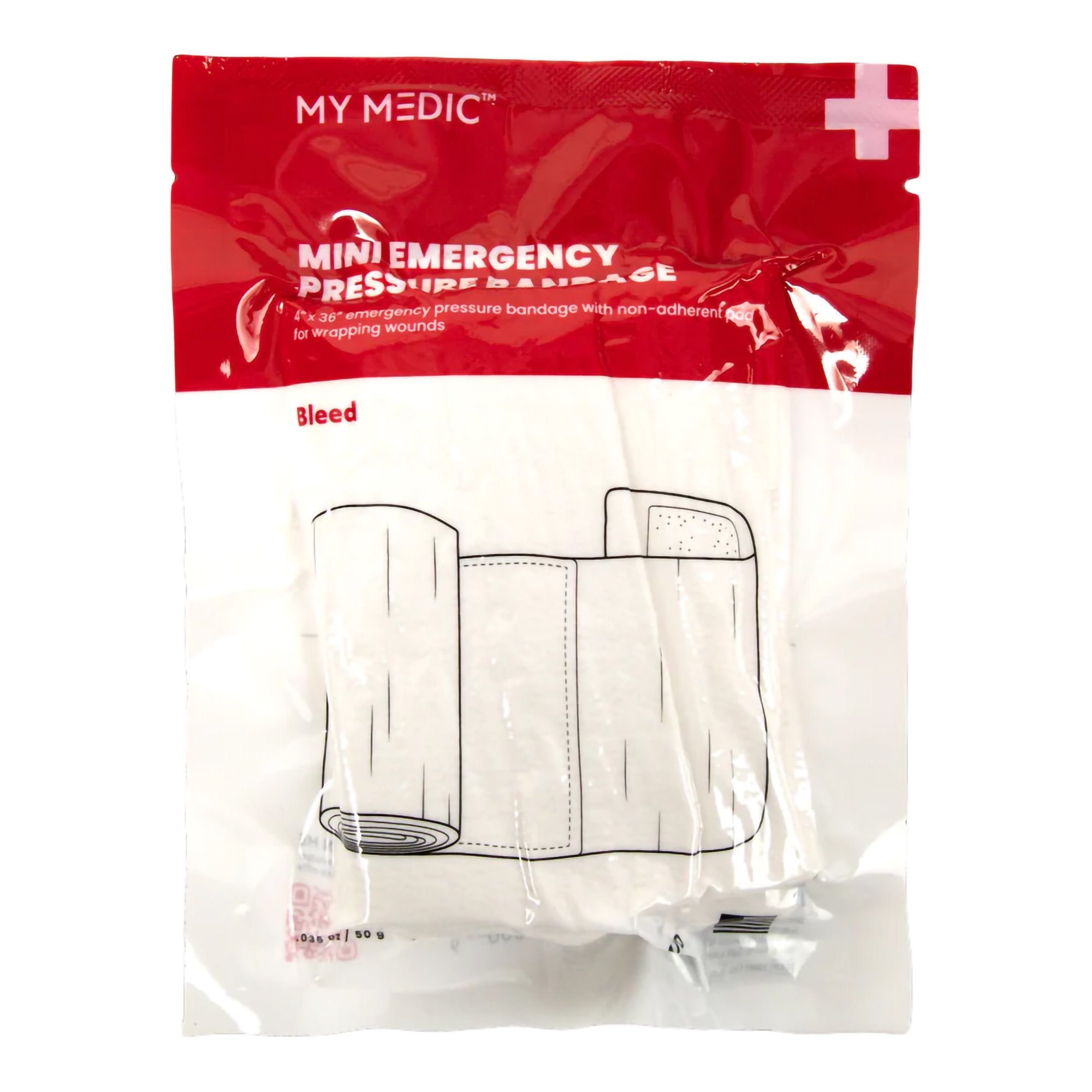 Trauma Pressure Dressing with Wrap My Medic 4 X 36 Inch Hook and Loop Closure White Sterile Standard Compression