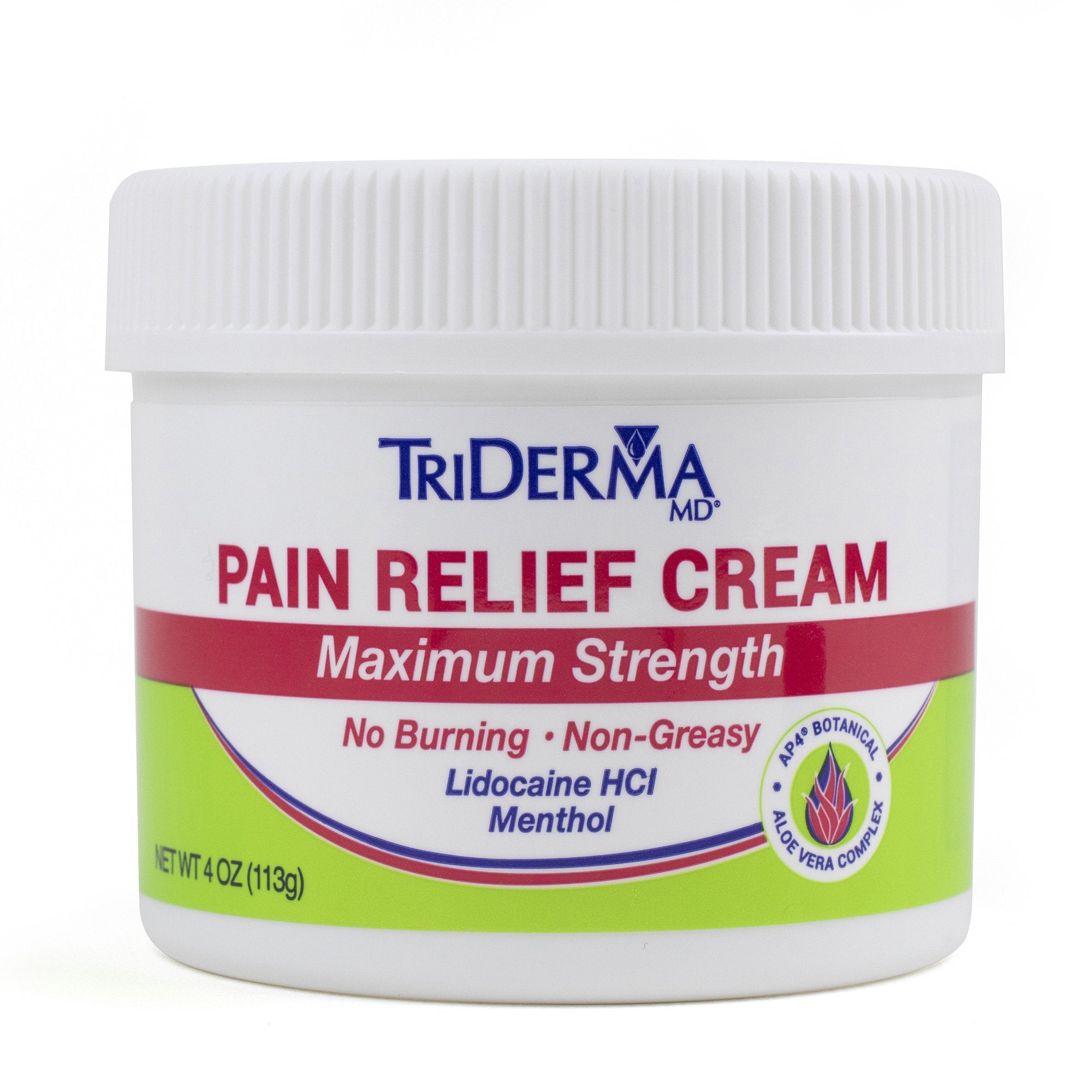 Topical Pain Relief TriDerma MD 4% 1% Strength Lidocaine / Menthol Cream 4 oz.