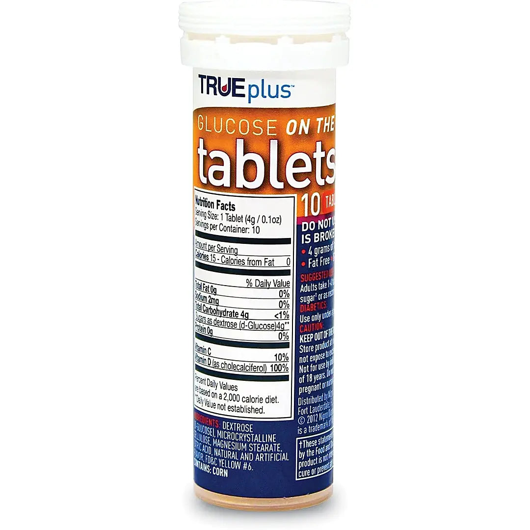 Glucose Supplement TRUEplus 10 per Bottle Chewable Tablet Orange Flavor | 12PK/Case)