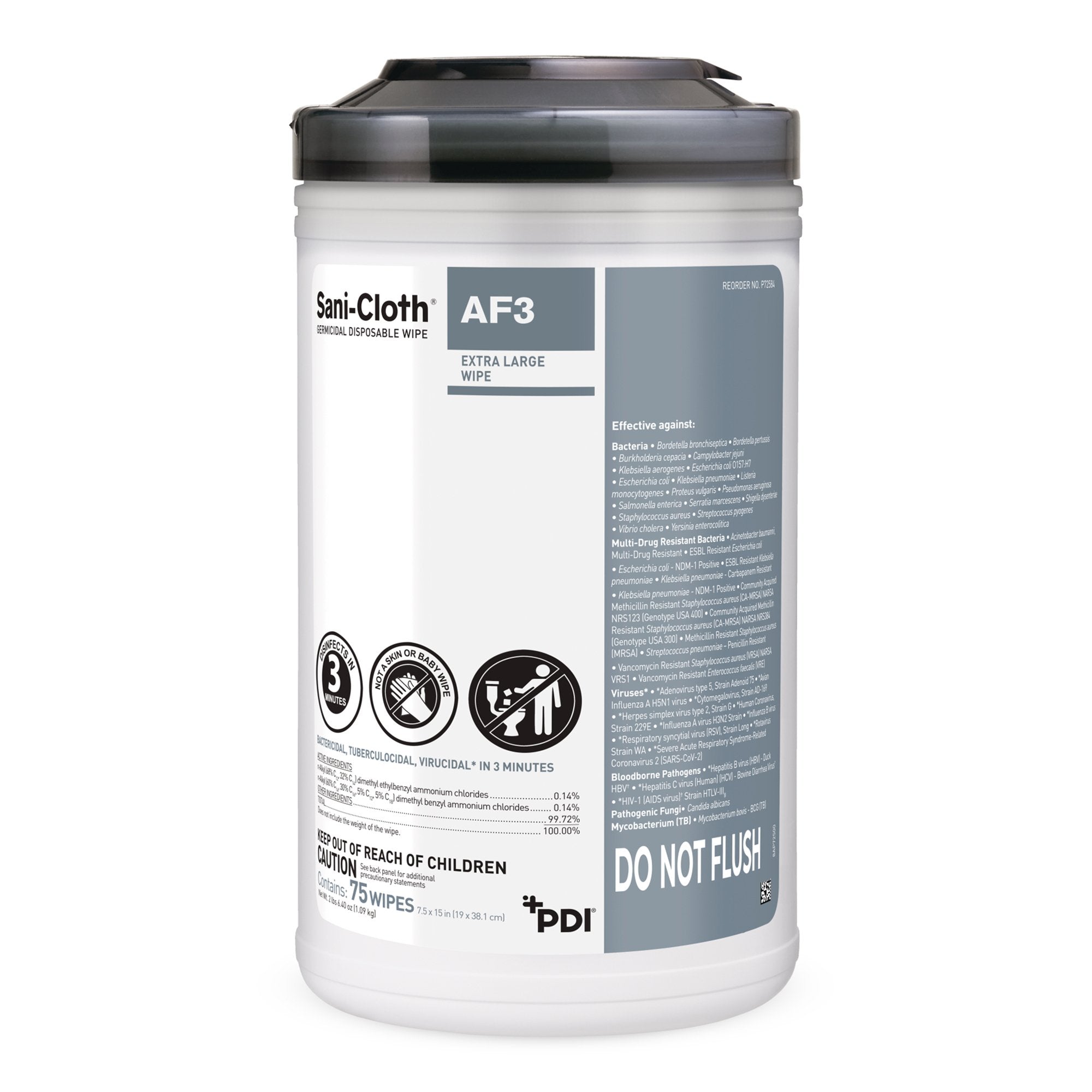 Sani Cloth AF3 Surface Disinfectant Cleaner Premoistened Germicidal Manual Pull Wipe 75 Count Canister Mild Scent NonSterile